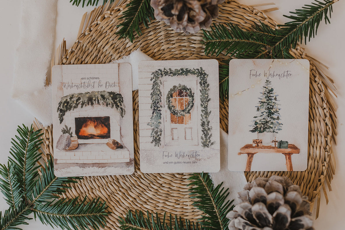 Minimalistische Weihnachtspostkarten