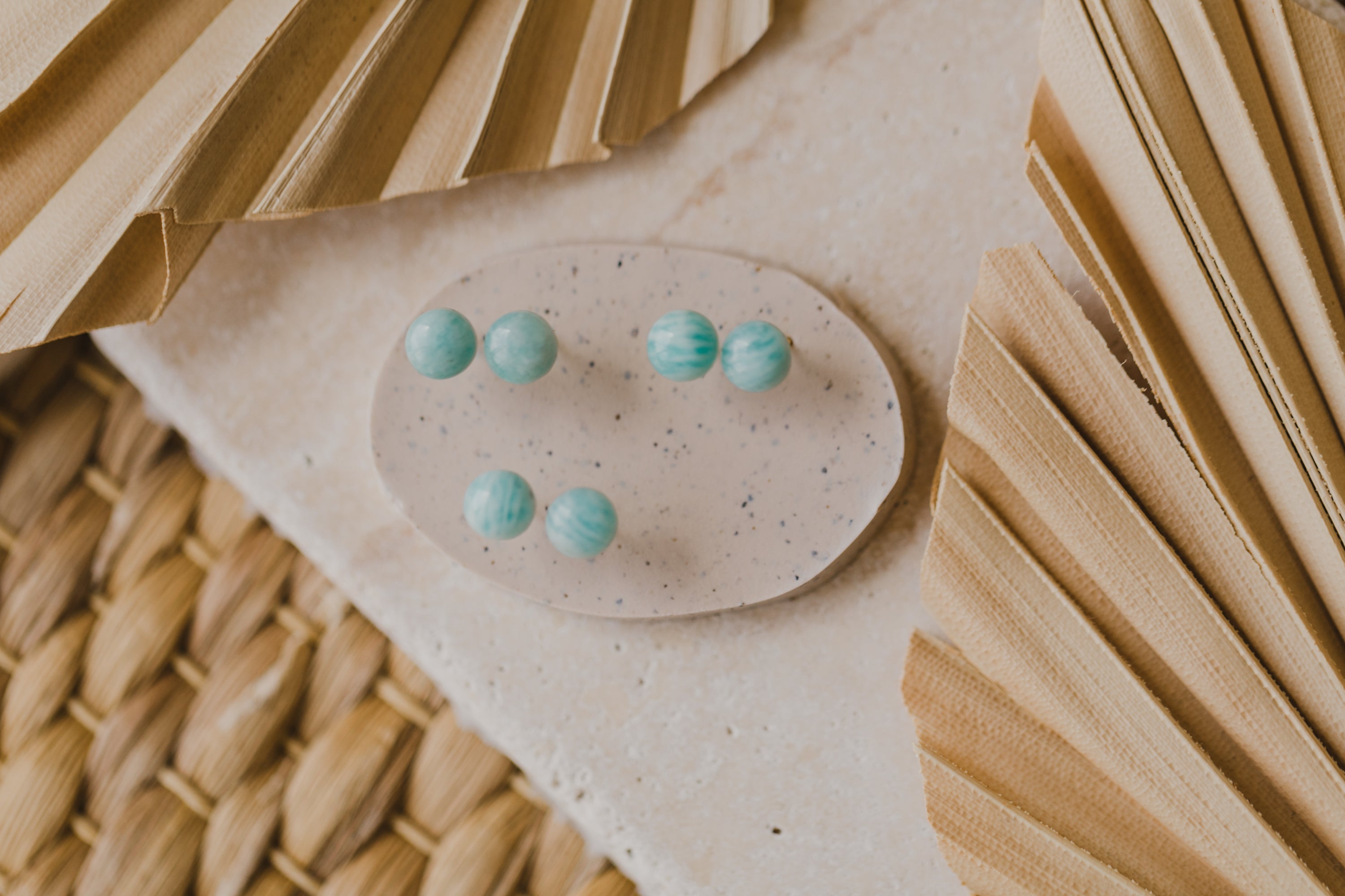 turquoise amazonite gemstone earrings (6 mm)