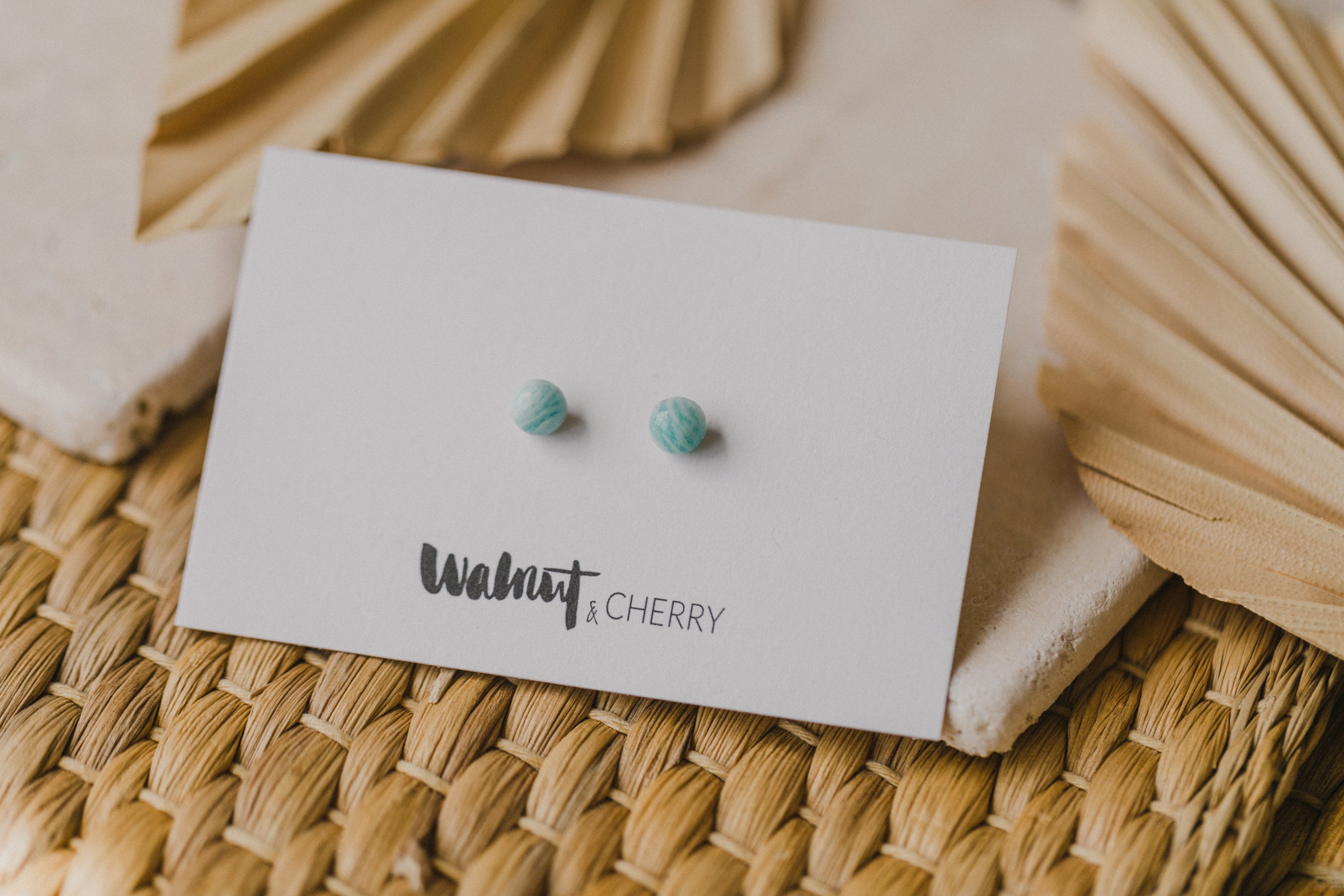 turquoise amazonite gemstone earrings (6 mm)