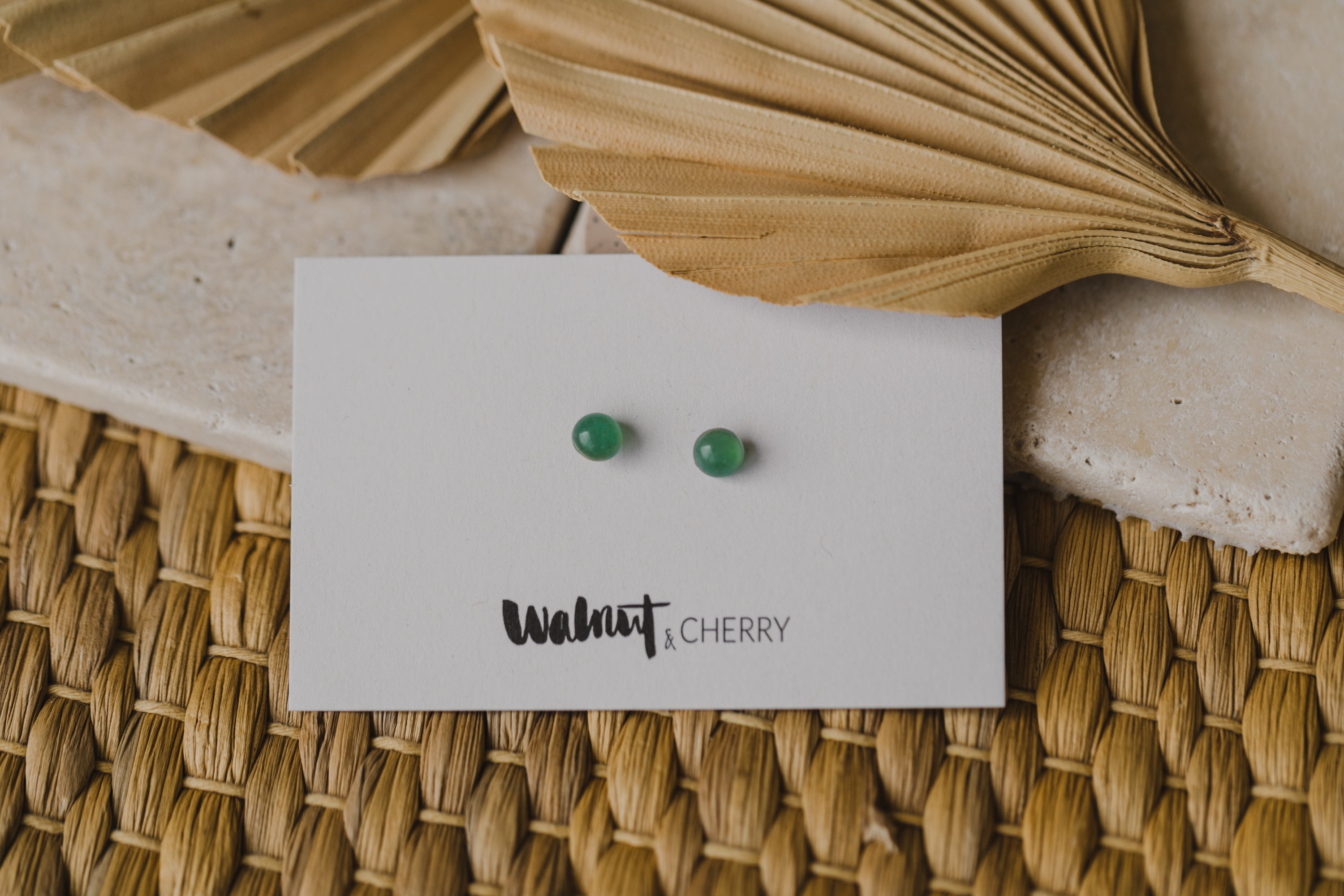 green aventurine gemstone earrings (6 mm)