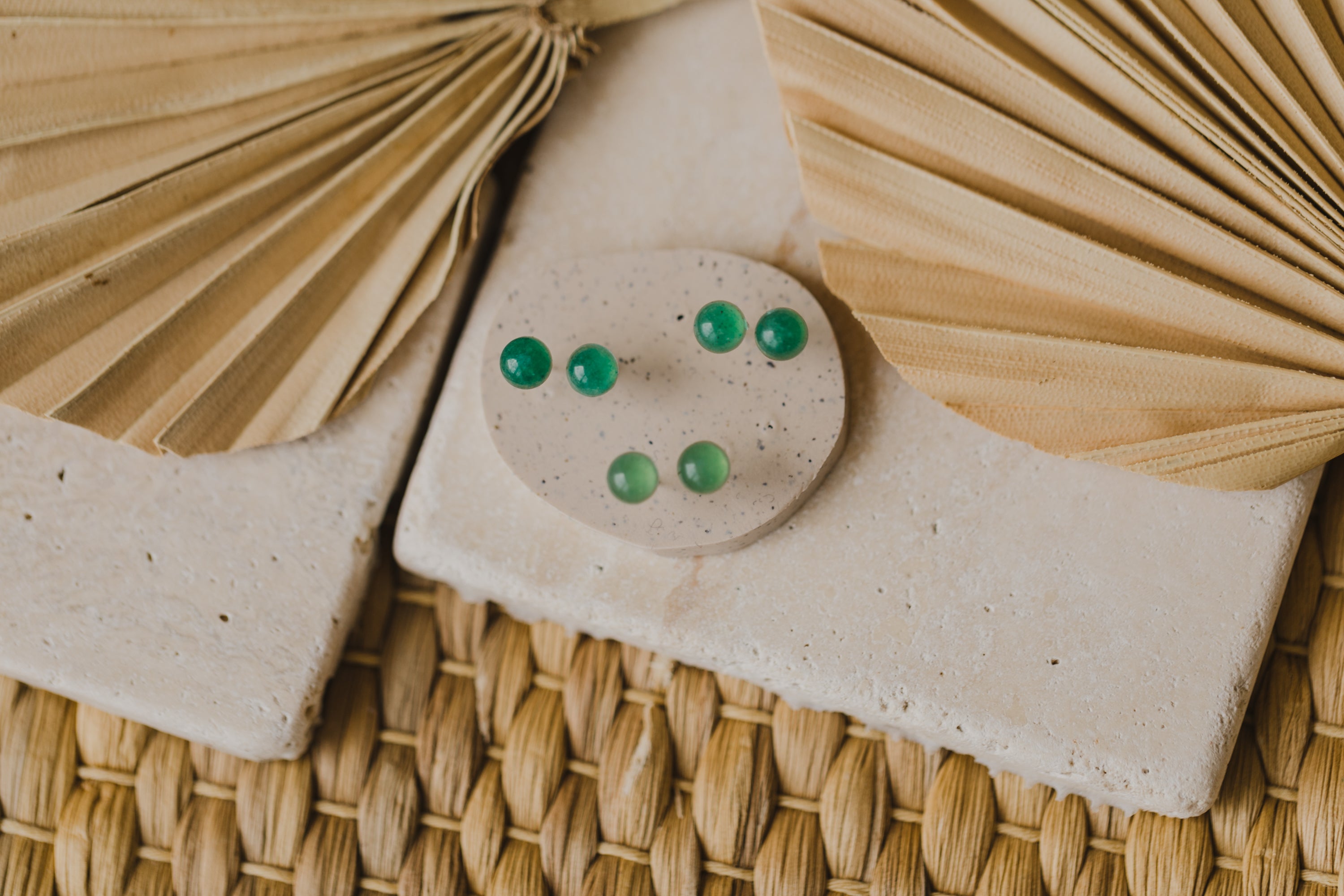 green aventurine gemstone earrings (6 mm)