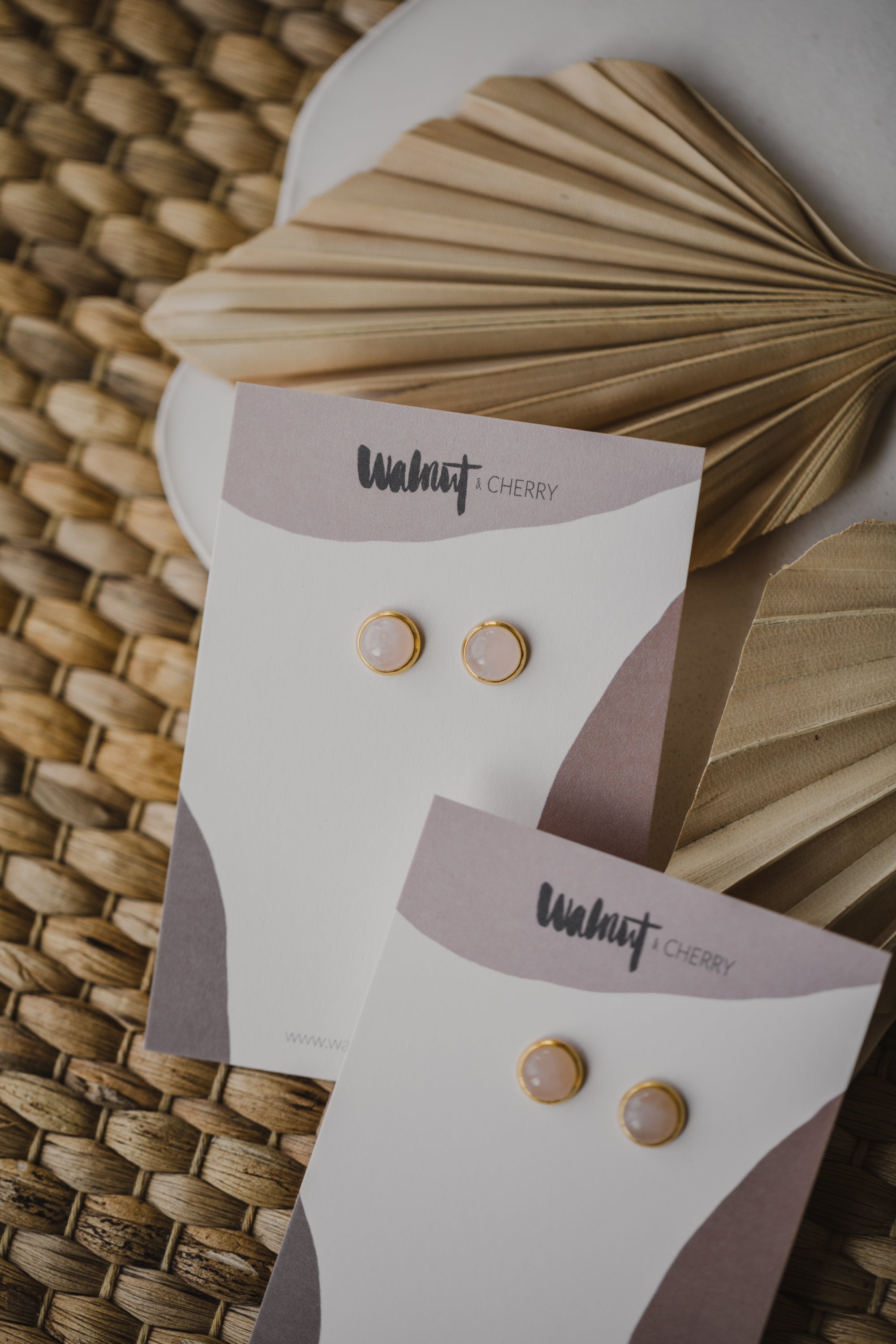 pink rose quartz gemstone stud earrings (8 mm)