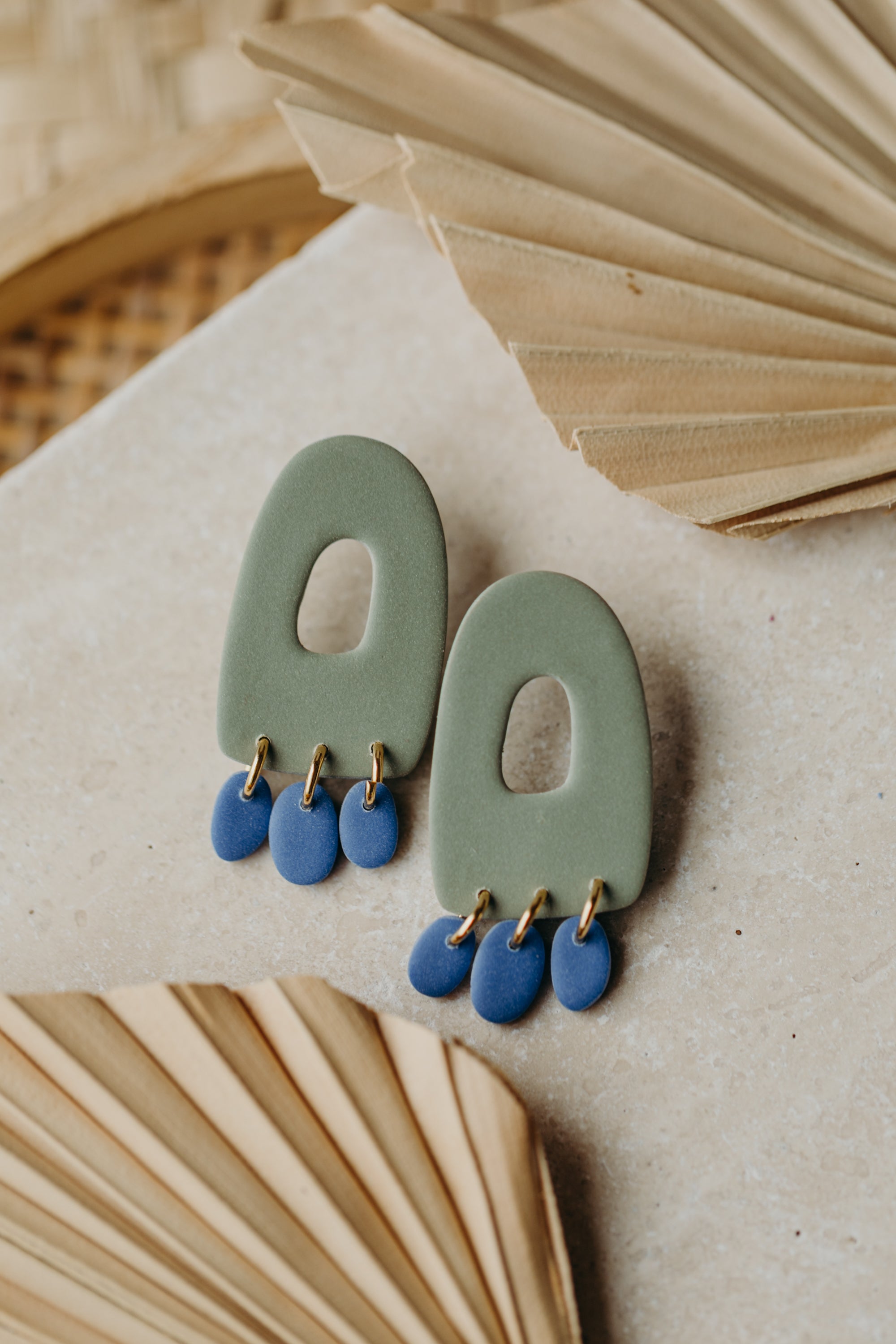 Francesca - Polymer clay earrings in orange, light purple and red