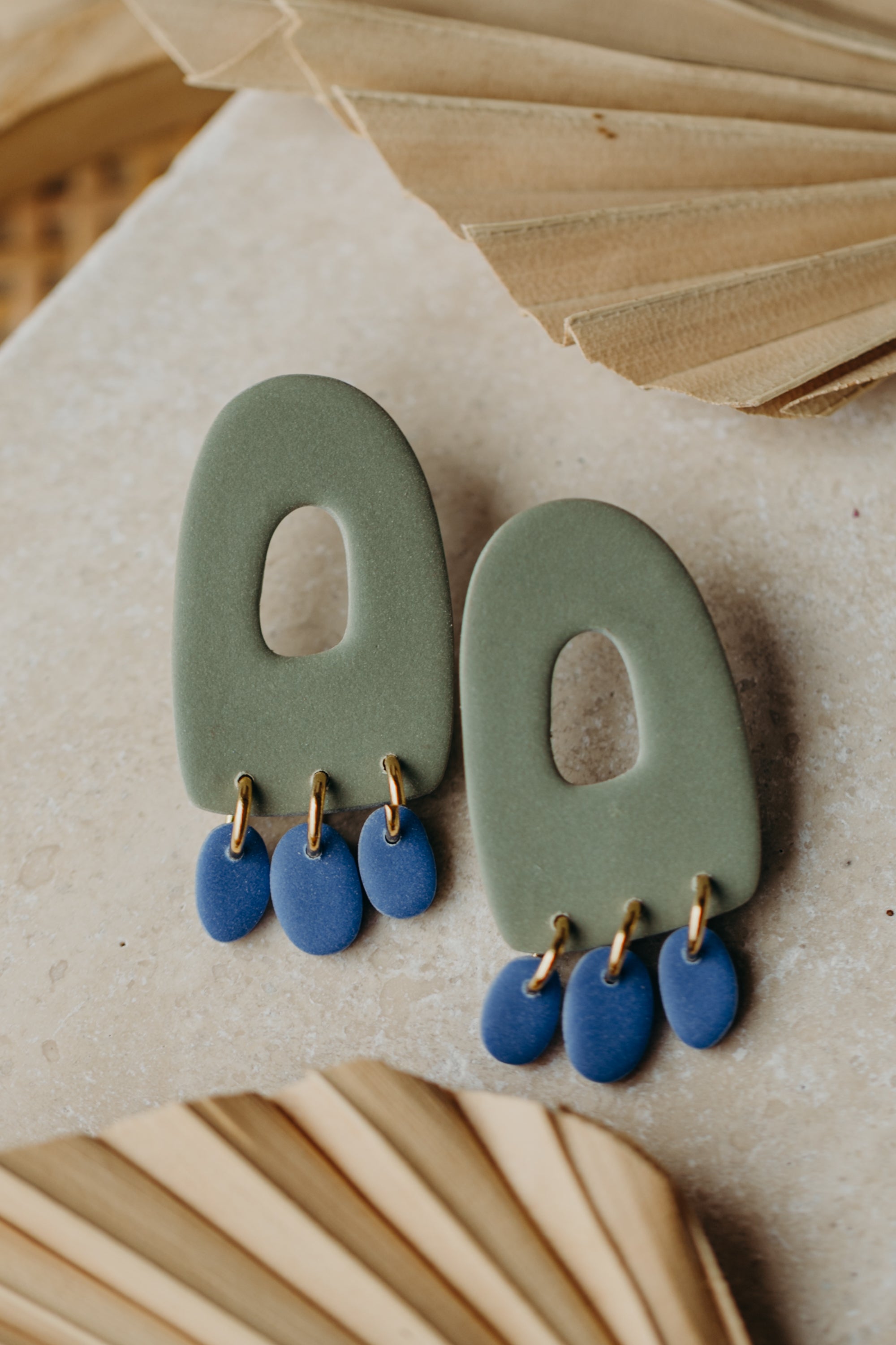 Francesca - Polymer clay earrings in orange, light purple and red