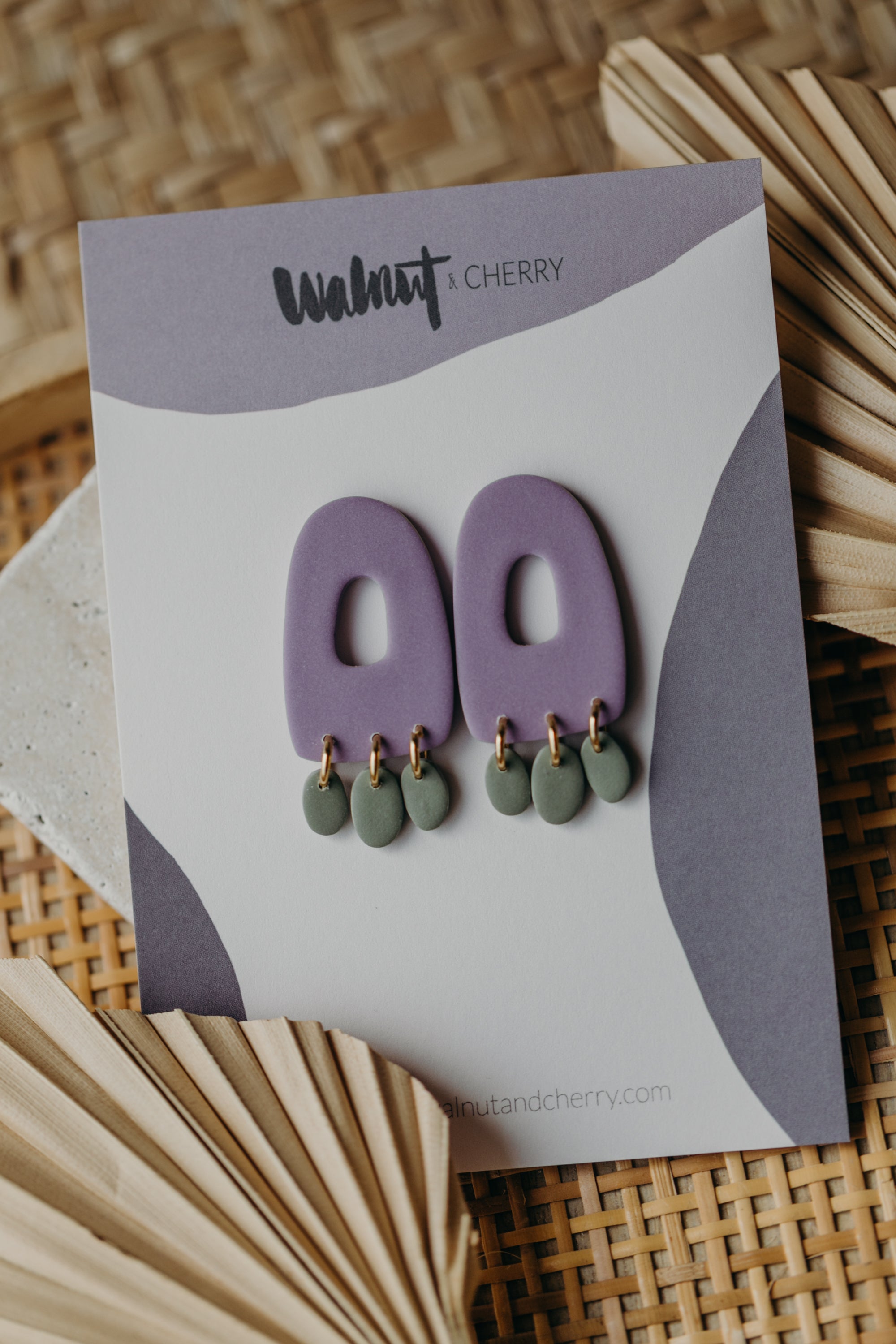 Francesca - Polymer clay earrings in orange, light purple and red