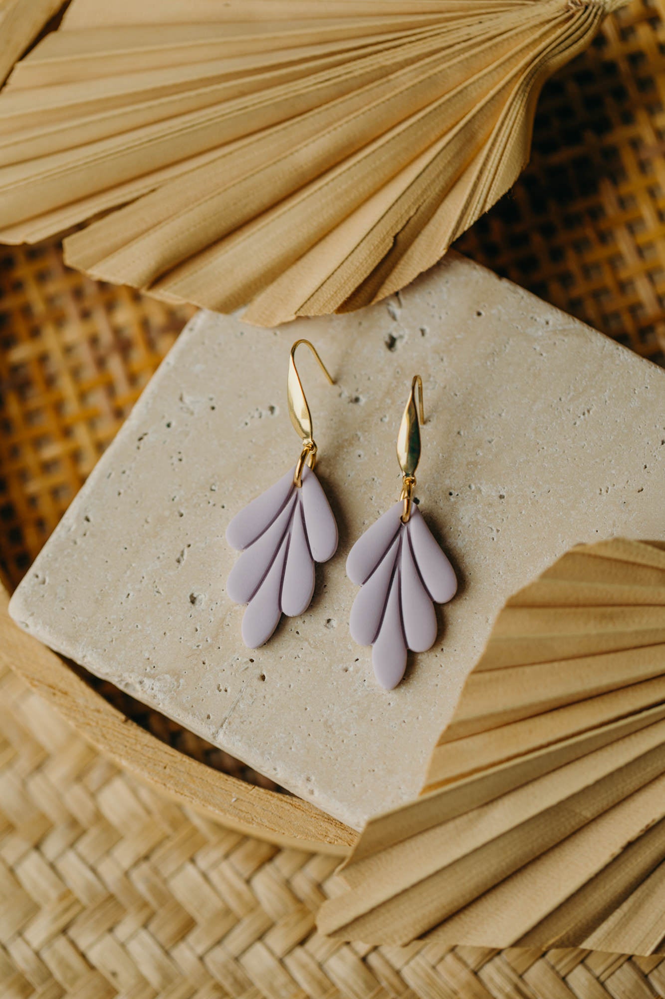 AVI - Lilac Pastel Polymer Clay Flower Shaped Earrings