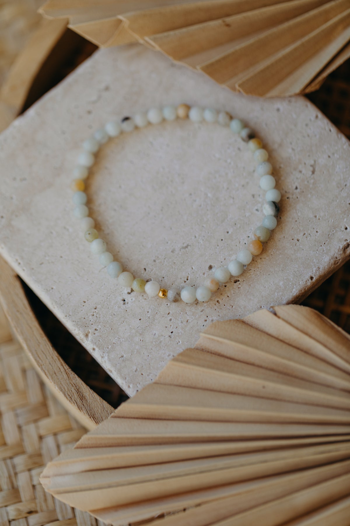 Edelstein Perlen-Armband mit hellen Achat & Sterling Silber Perlen
