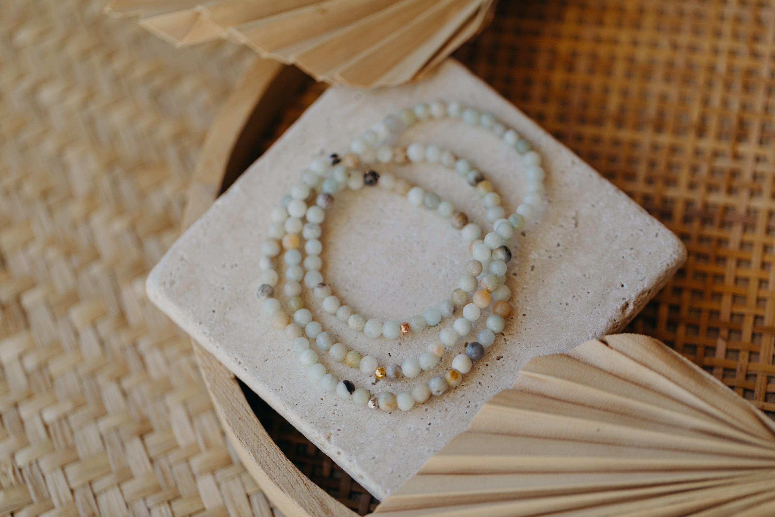 Edelstein Perlen-Armband mit hellen Achat & Sterling Silber Perlen
