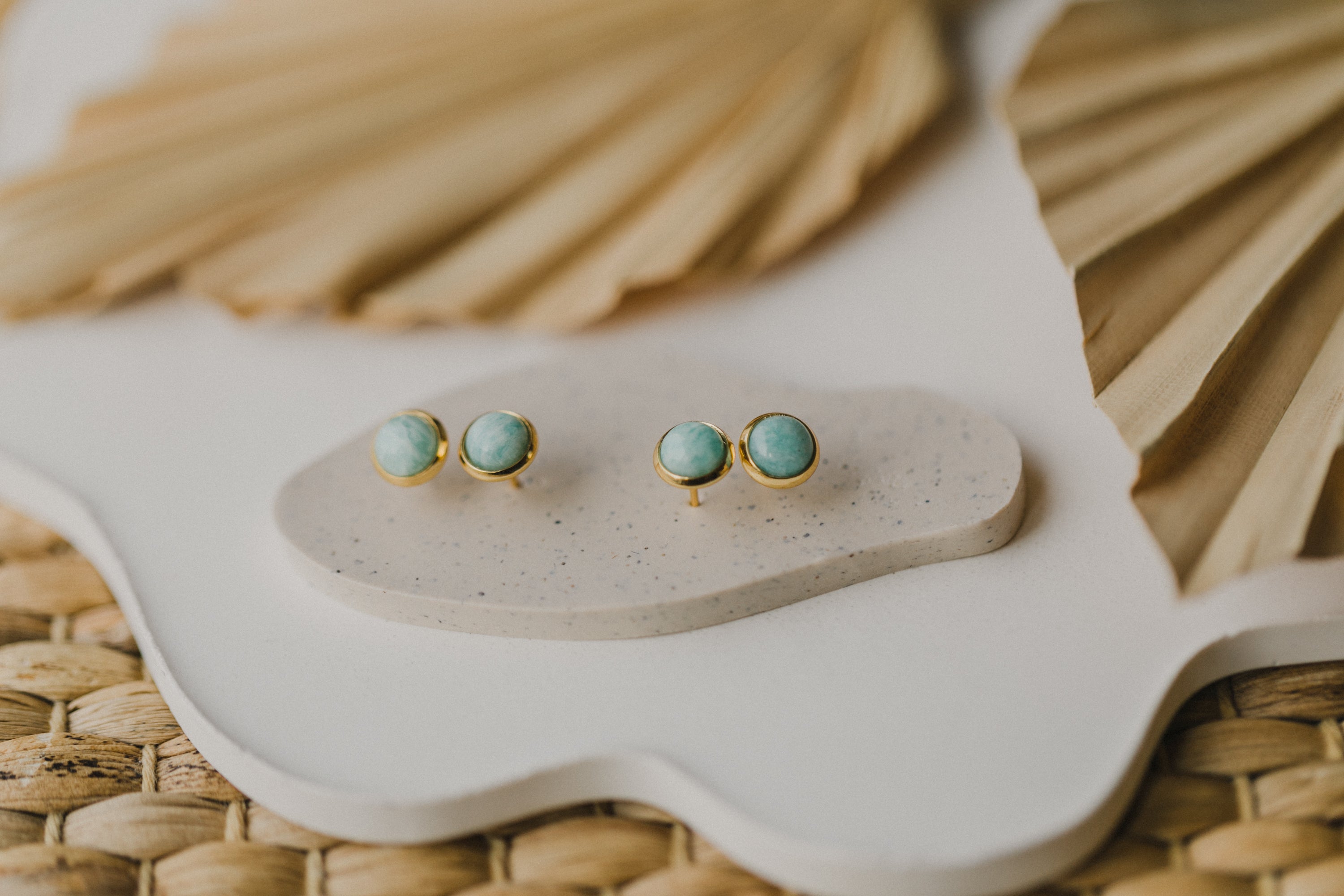 türkisene Amazonit Edelstein Ohrstecker (6 mm)