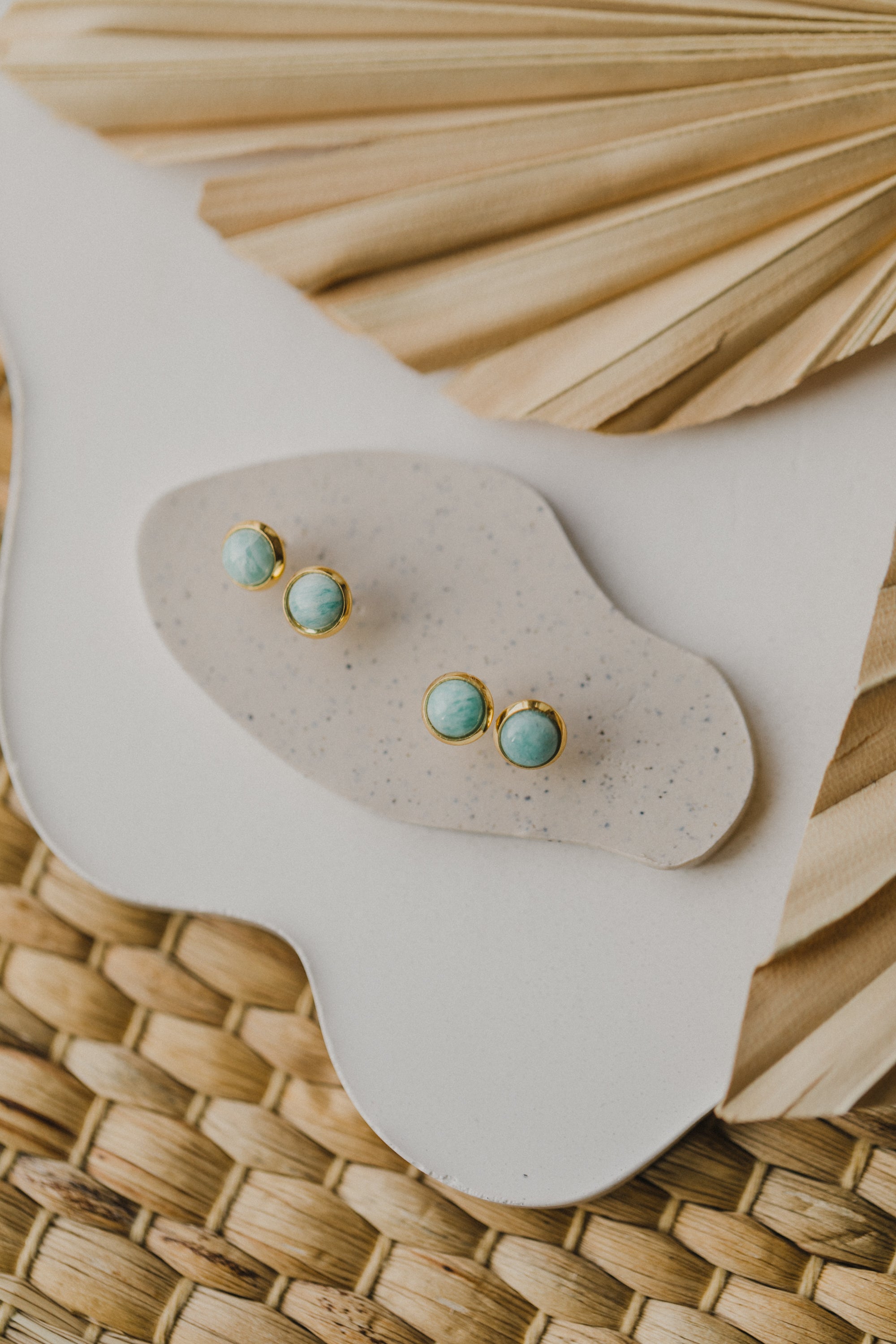 türkisene Amazonit Edelstein Ohrstecker (6 mm)