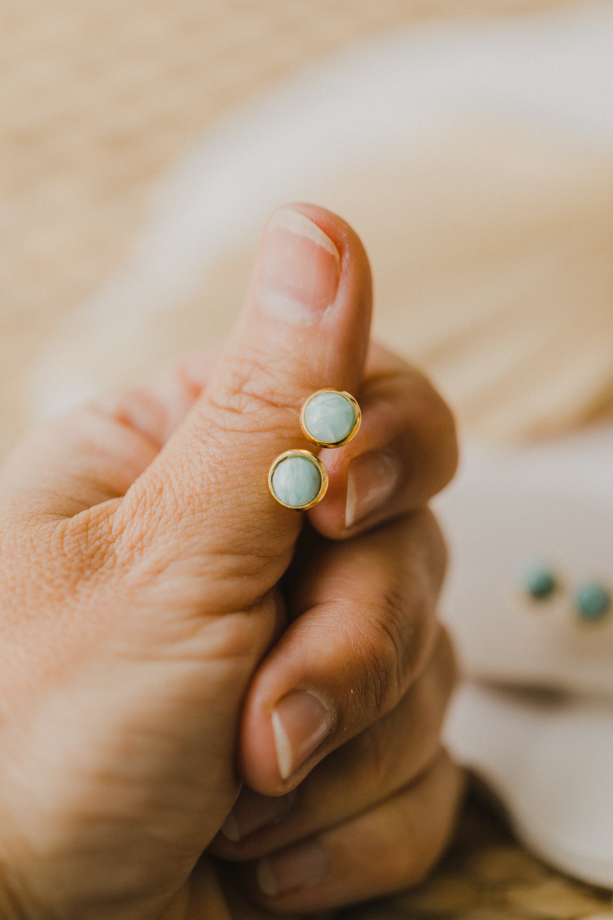 türkisene Amazonit Edelstein Ohrstecker (6 mm)