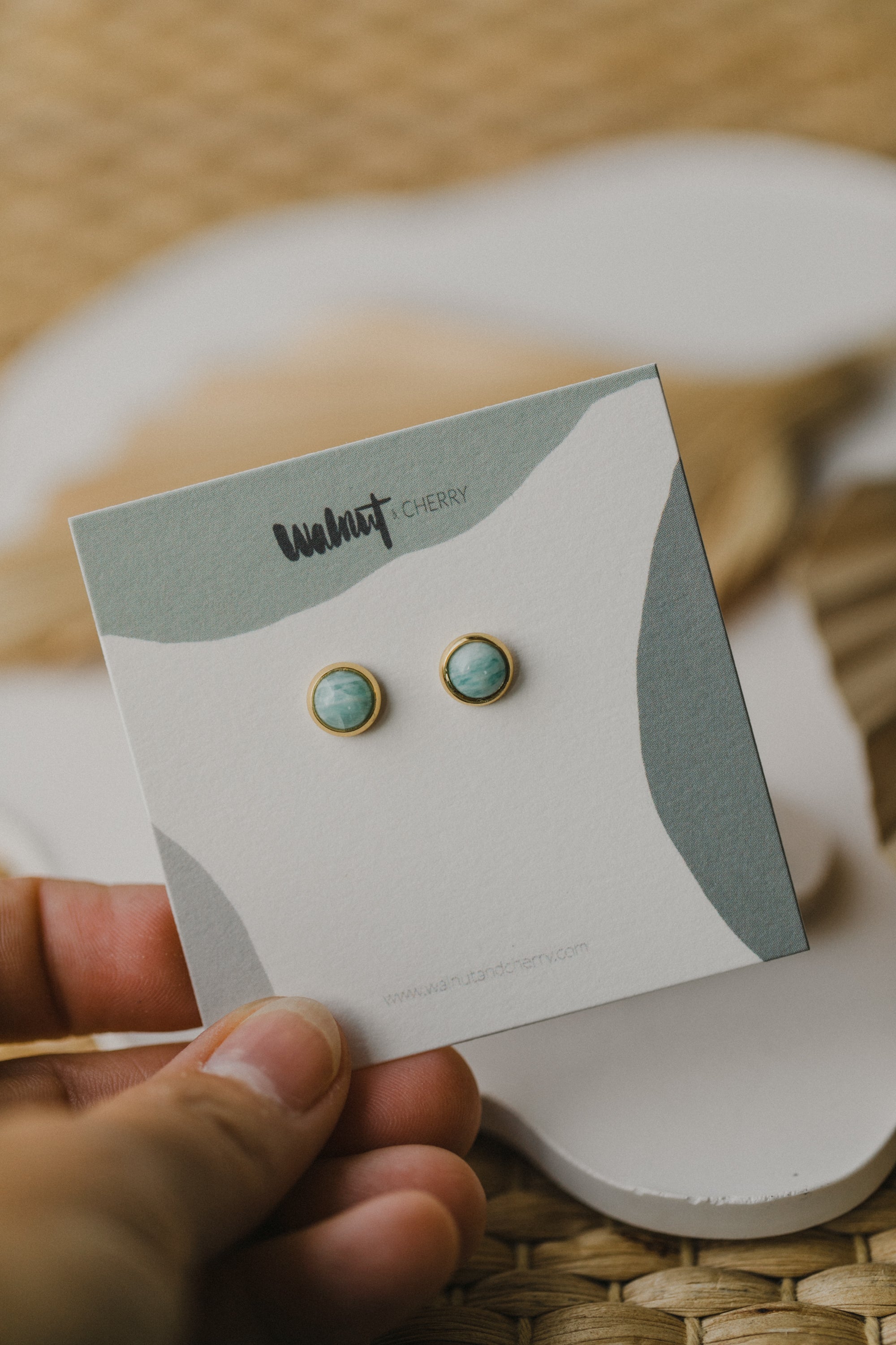 türkisene Amazonit Edelstein Ohrstecker (6 mm)