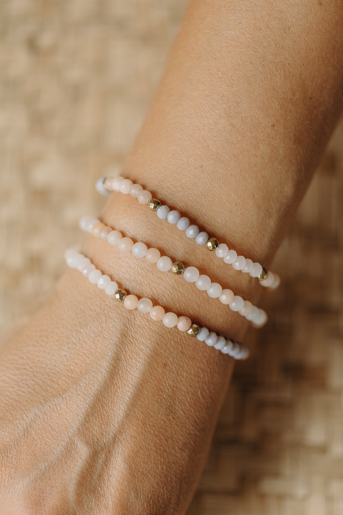 Perlenarmband mit apricot Aventurin Perlen 006