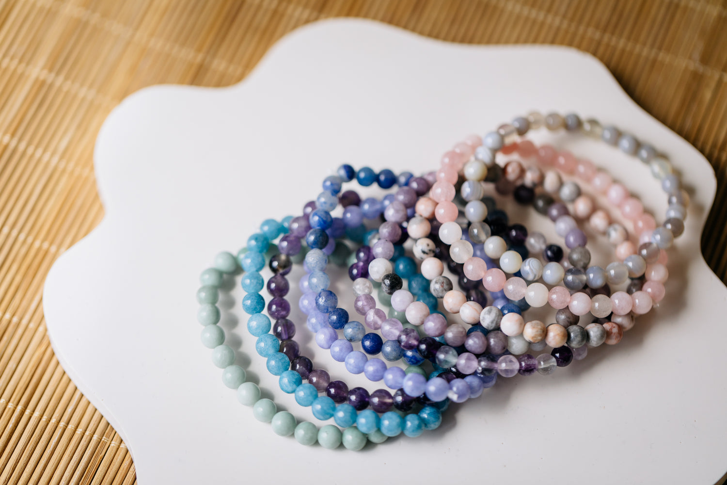 Bracelet with purple fluorite gemstone beads