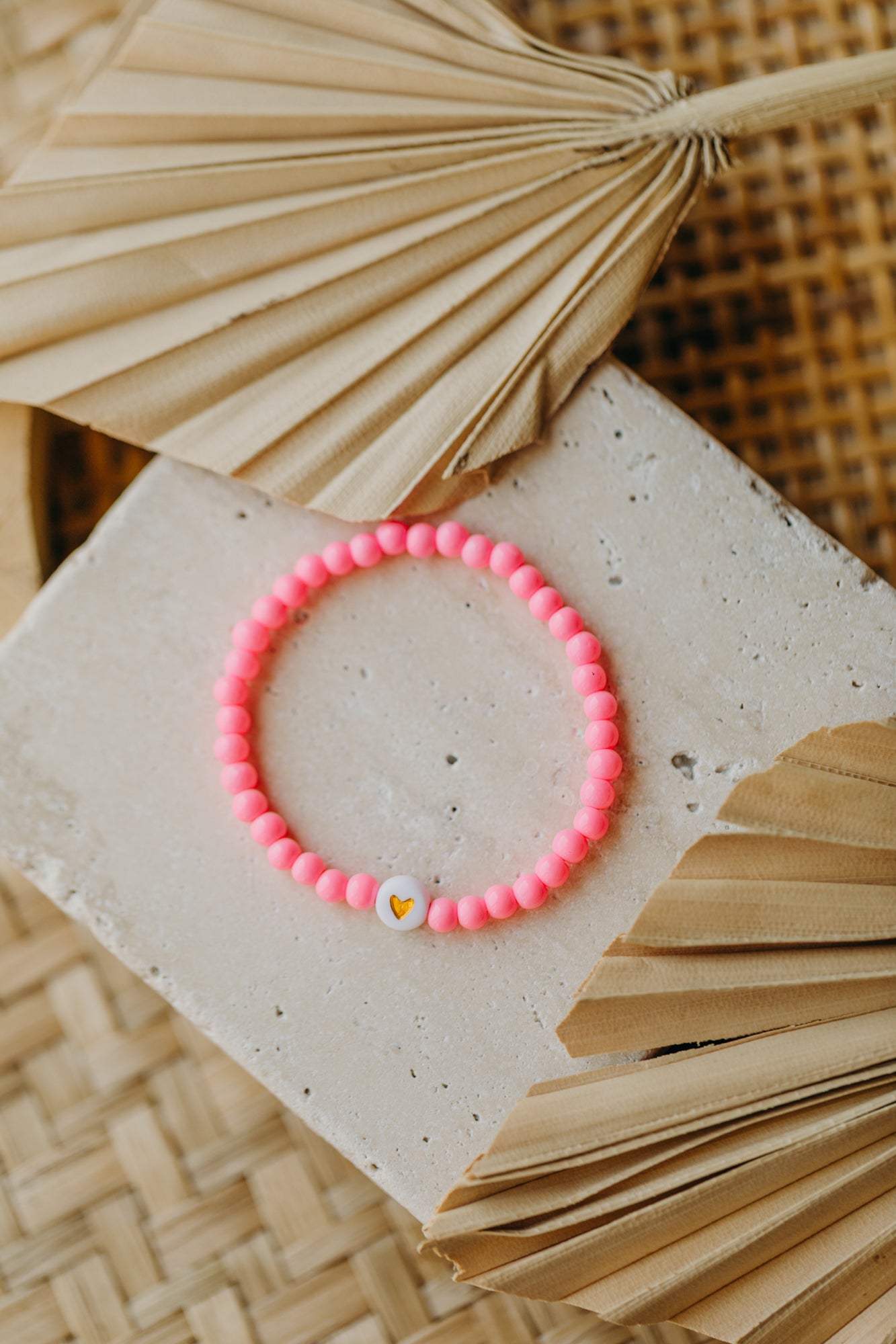 Herzperlen-Armband Pink für Kinder