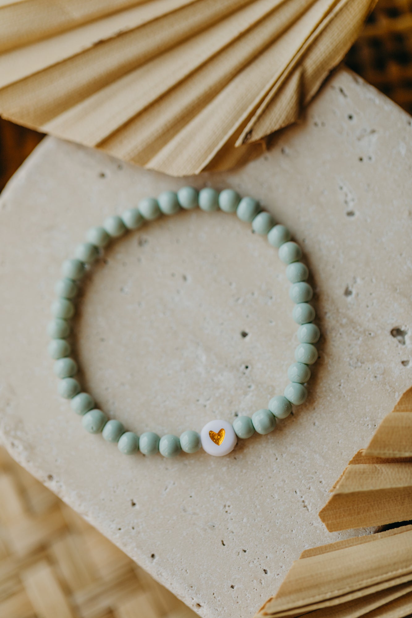 Herzperlen-Armband Mint für Kinder
