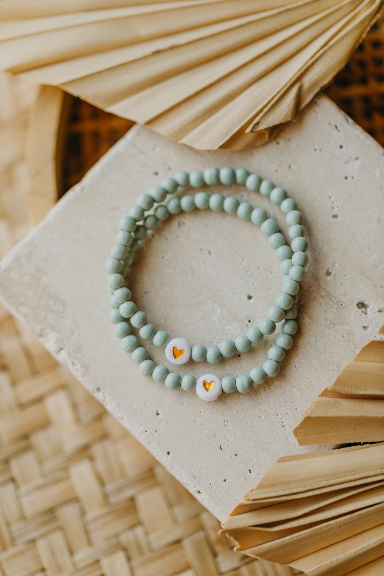 Herzperlen-Armband Mint für Kinder