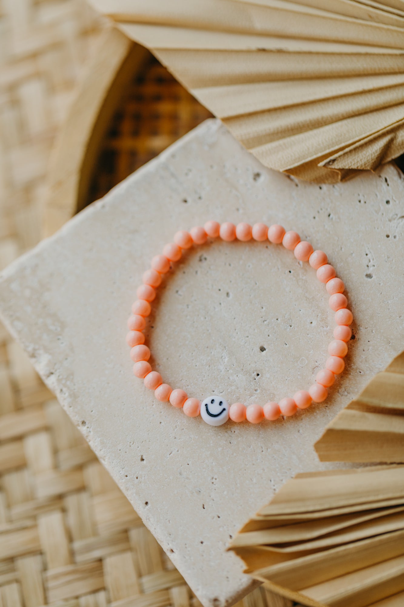Smileyperlen-Armband Aprikot für Kinder