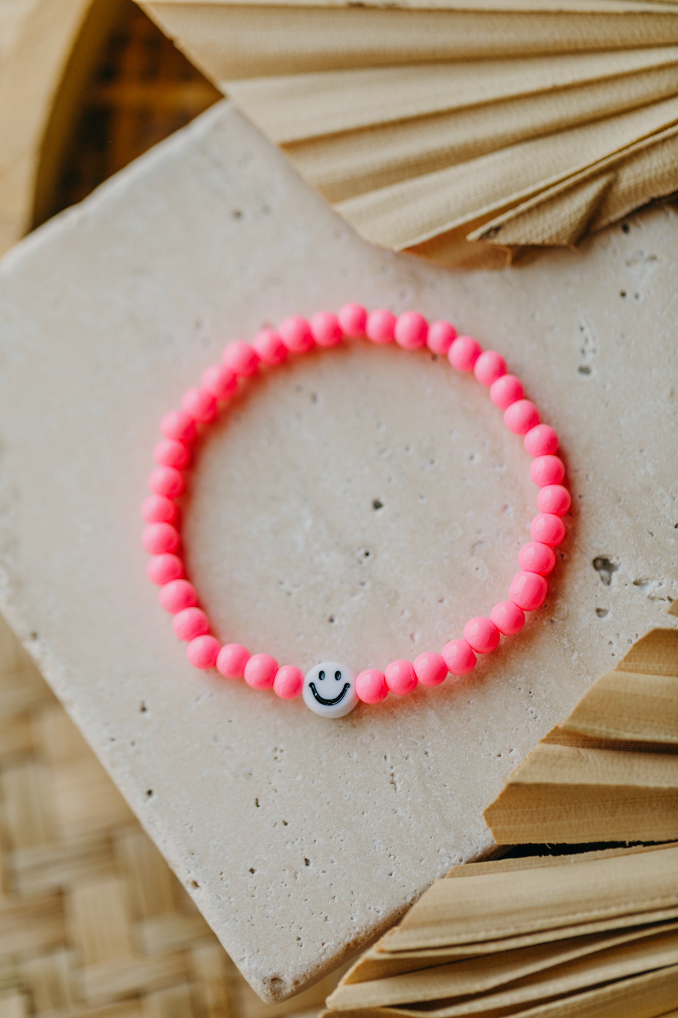 Smileyperlen-Armband Pink für Kinder