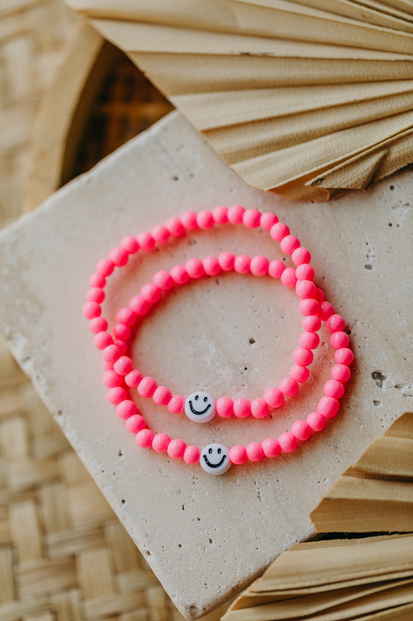 Smileyperlen-Armband Pink für Kinder