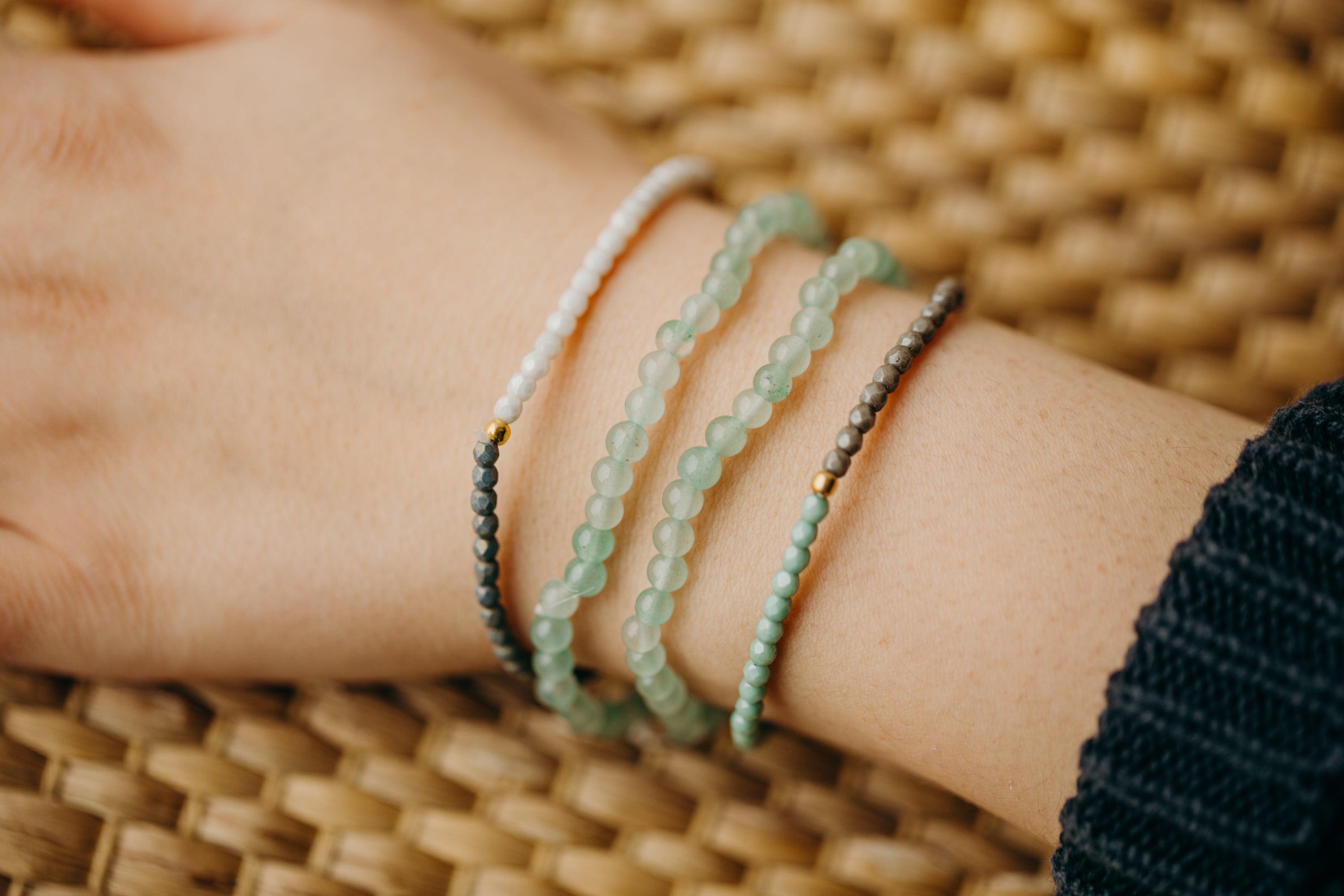 Armband mit grünen Aventurin Edelstein Perlen