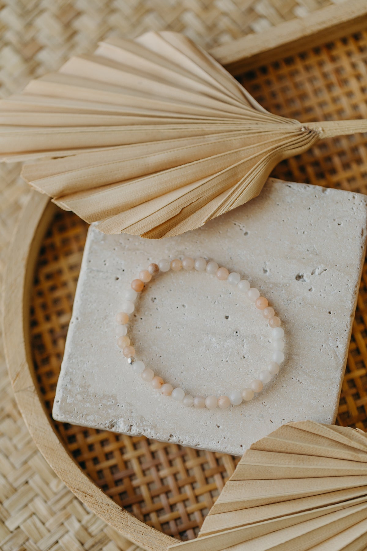 Edelstein Perlen-Armband mit Aventurin Perlen in Apricot & Sterling Silber