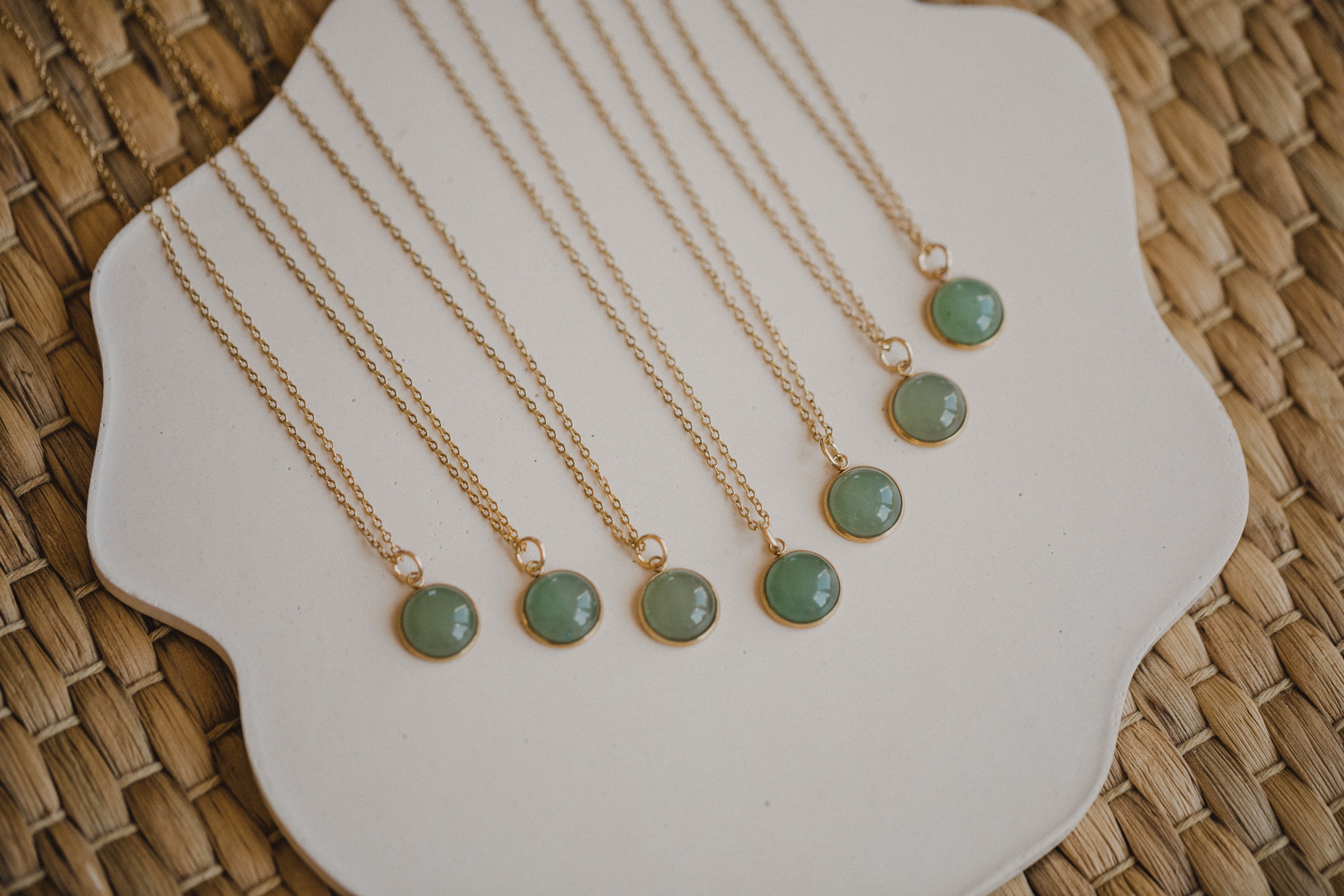 Necklace with green aventurine gemstone