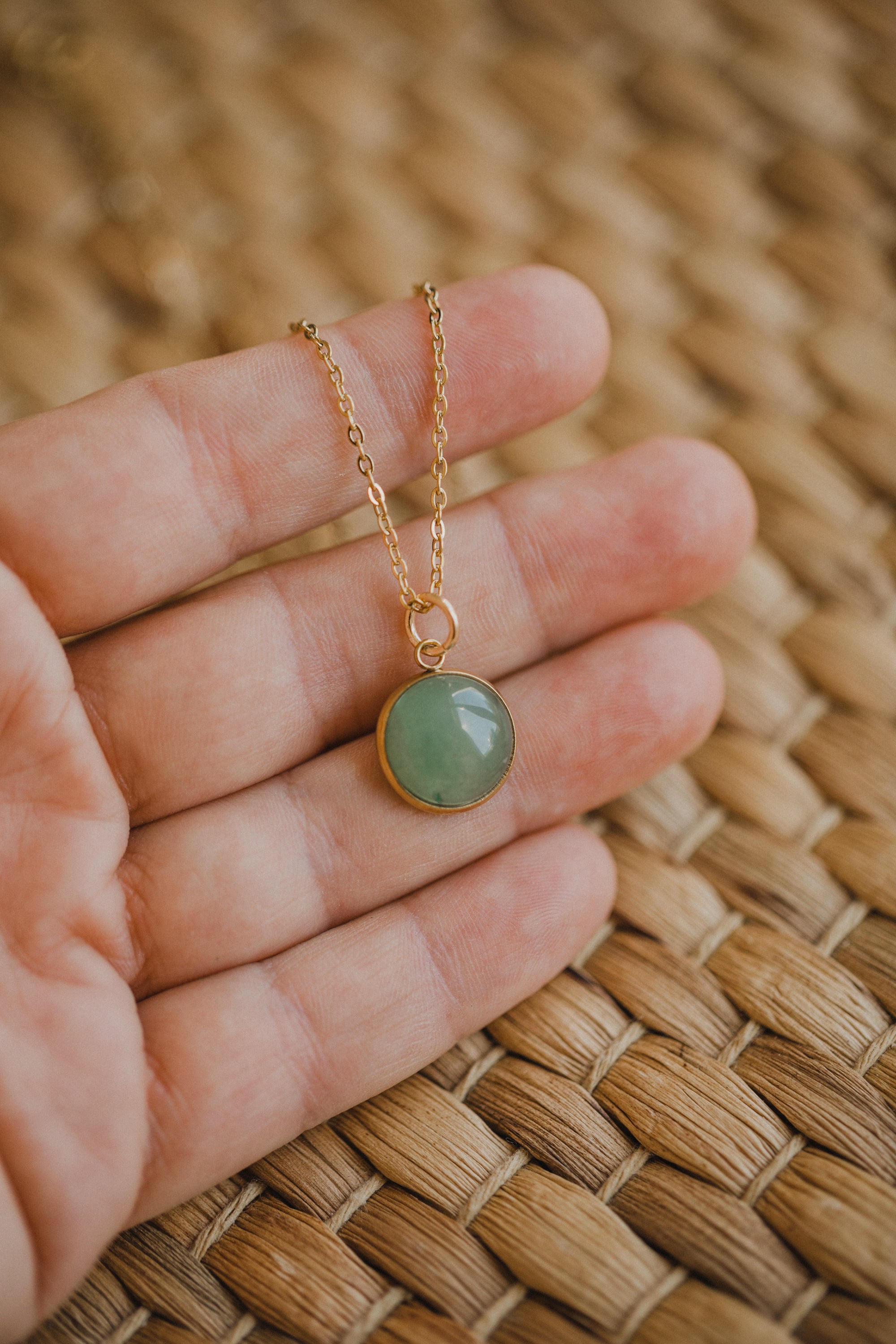 Necklace with green aventurine gemstone