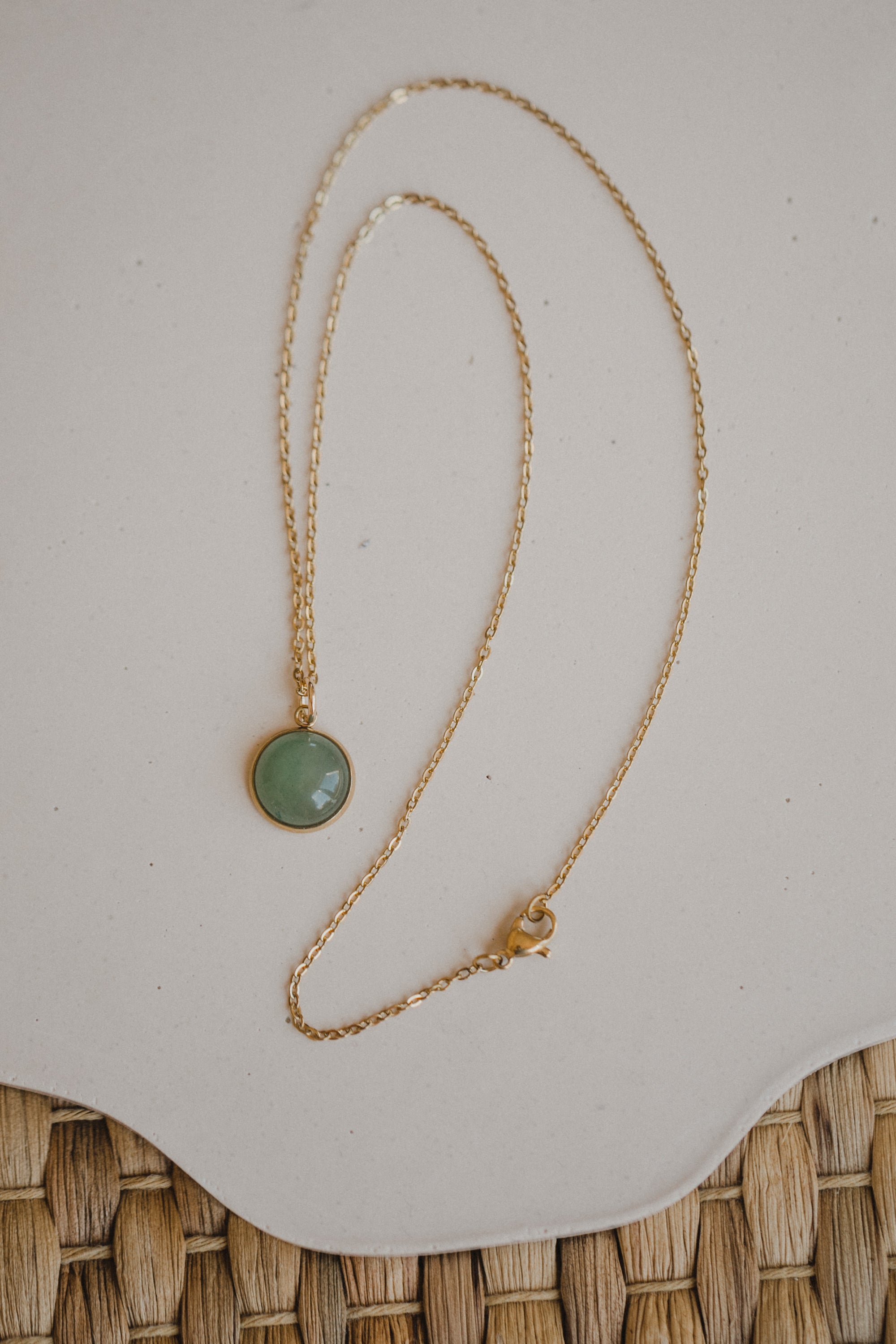 Necklace with green aventurine gemstone
