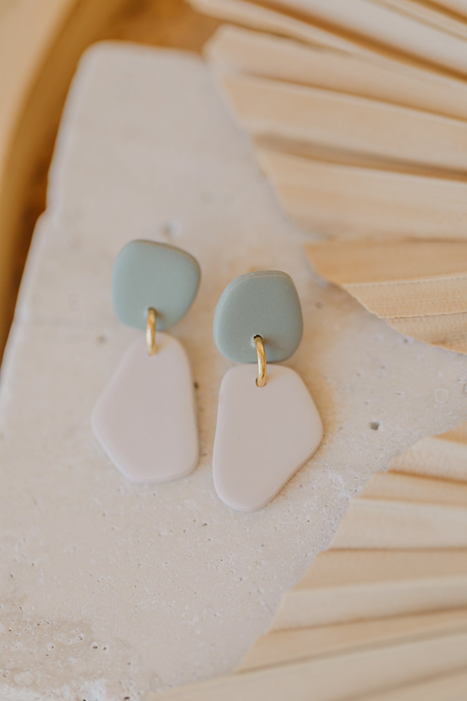 Benu Earrings - two-tone polymer clay earrings Cognac / Light Purple