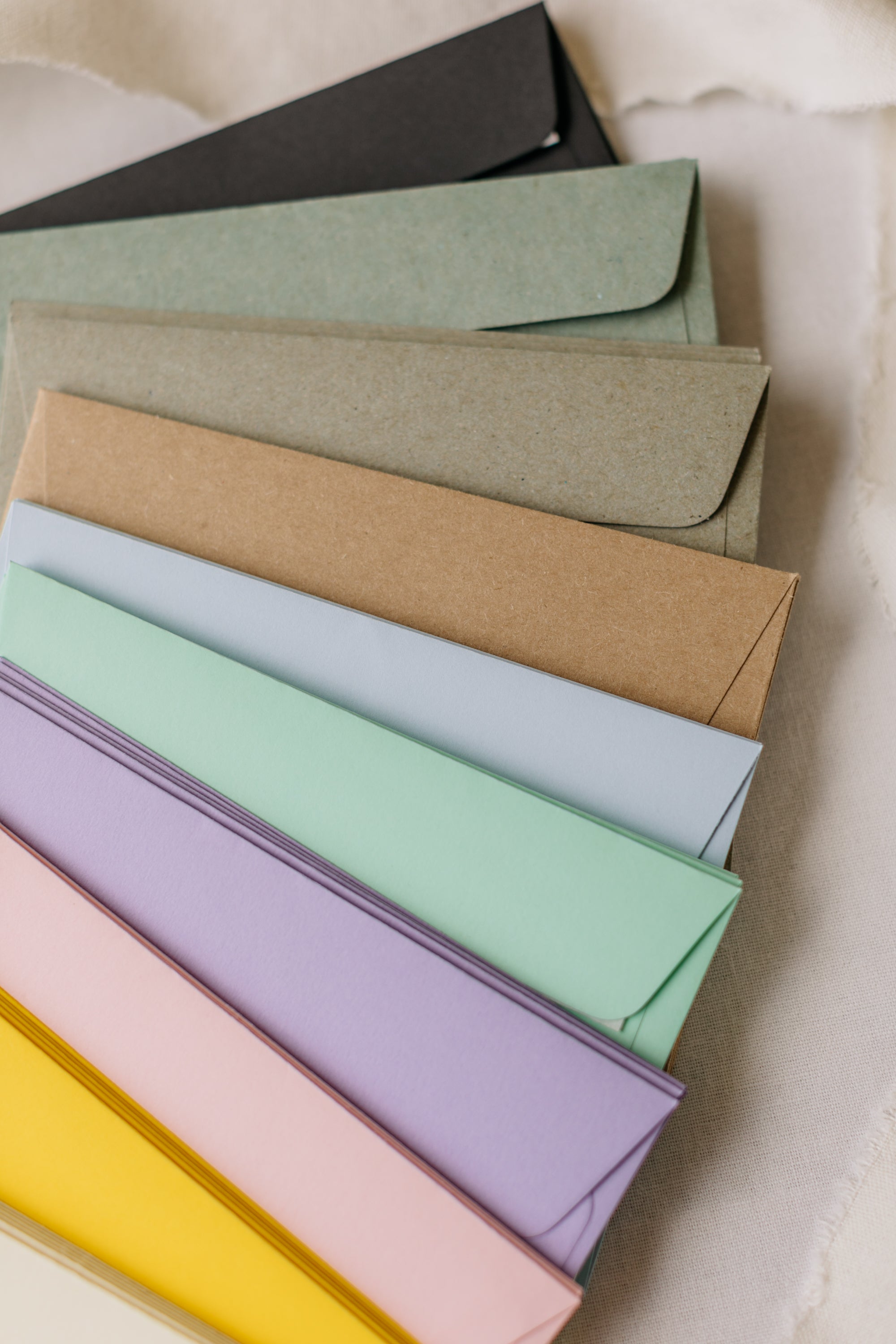 envelopes, various colors