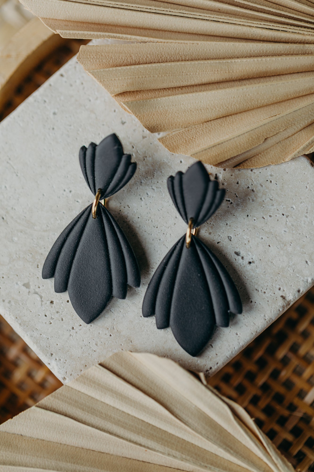 CHARLOTTE - large black statement earrings