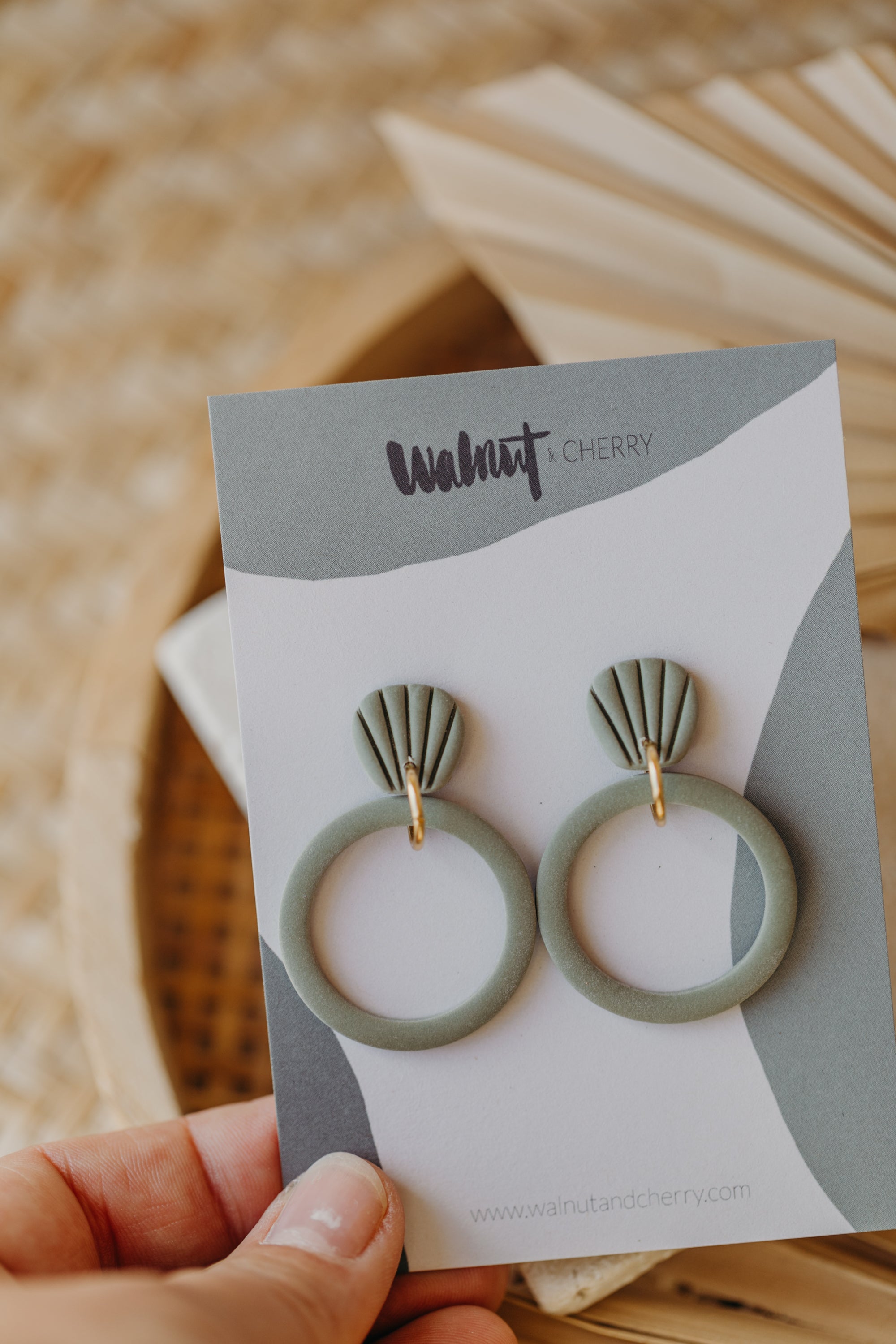 Polymer Clay Earring in Eucalyptus Green