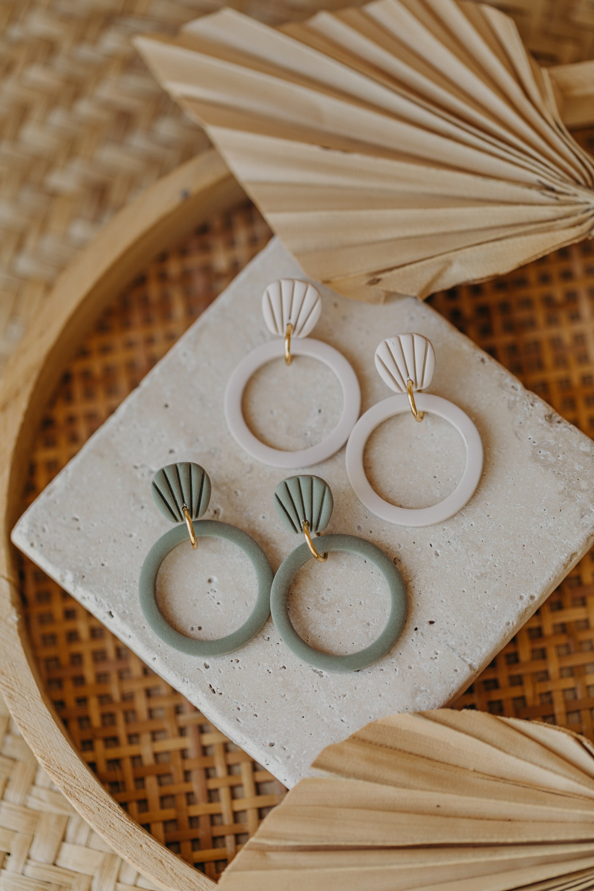 Polymer Clay Earring in Eucalyptus Green