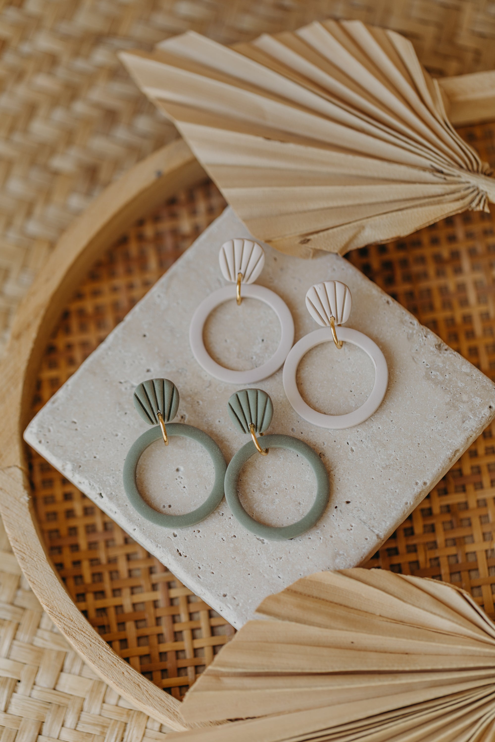 Polymer Clay Earring in Eucalyptus Green