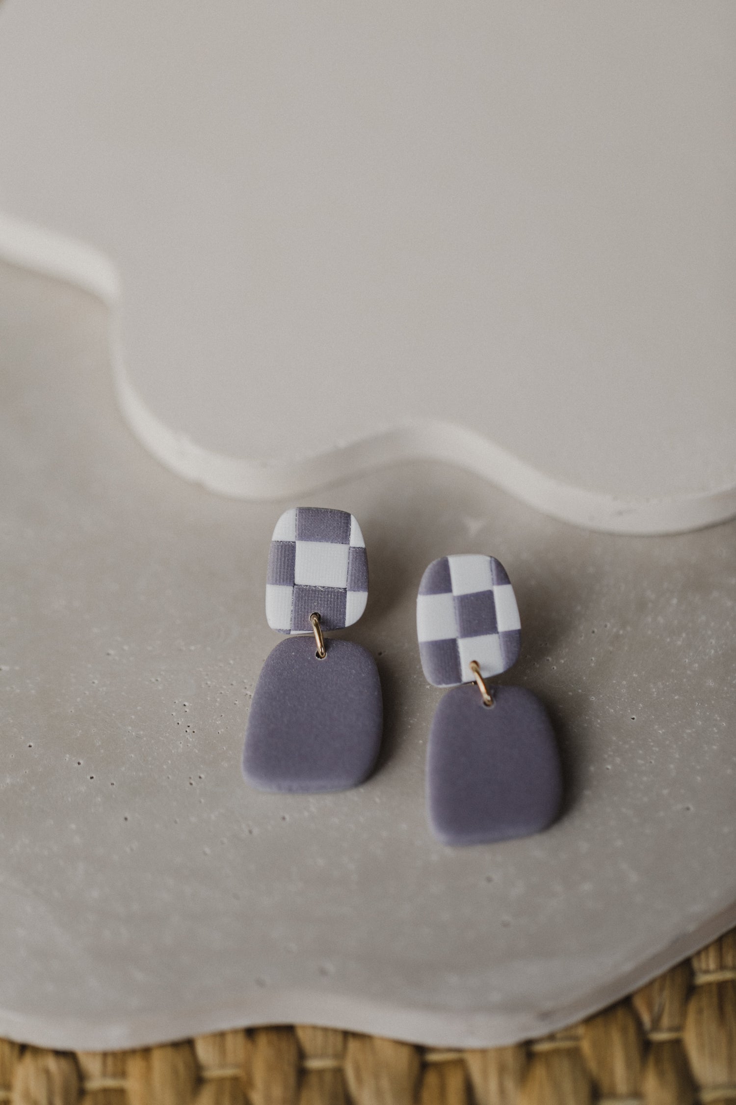 round polymer clay earrings with brass pendant circle