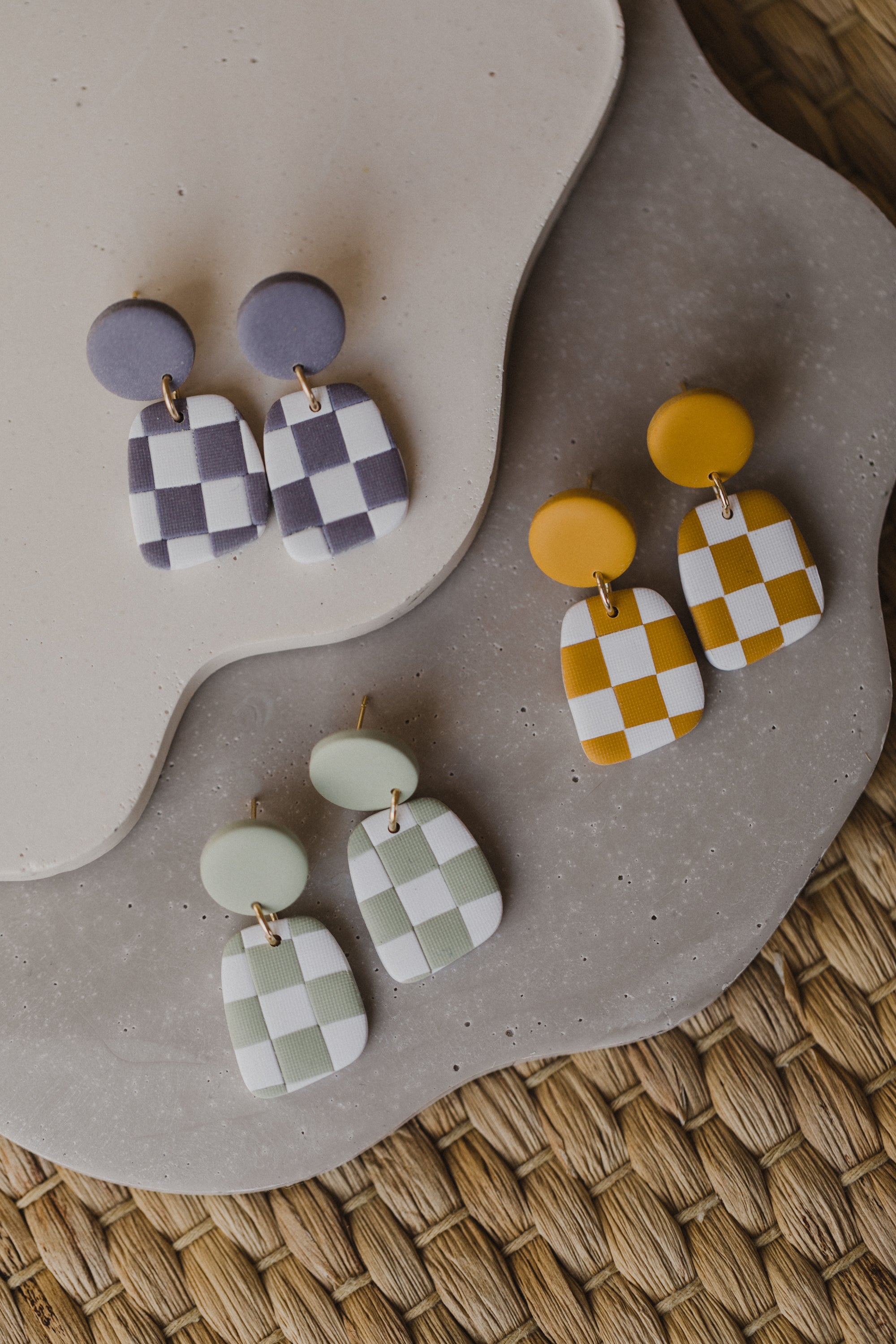 AVA - Checkerboard Ohrringe aus Polymer Ton