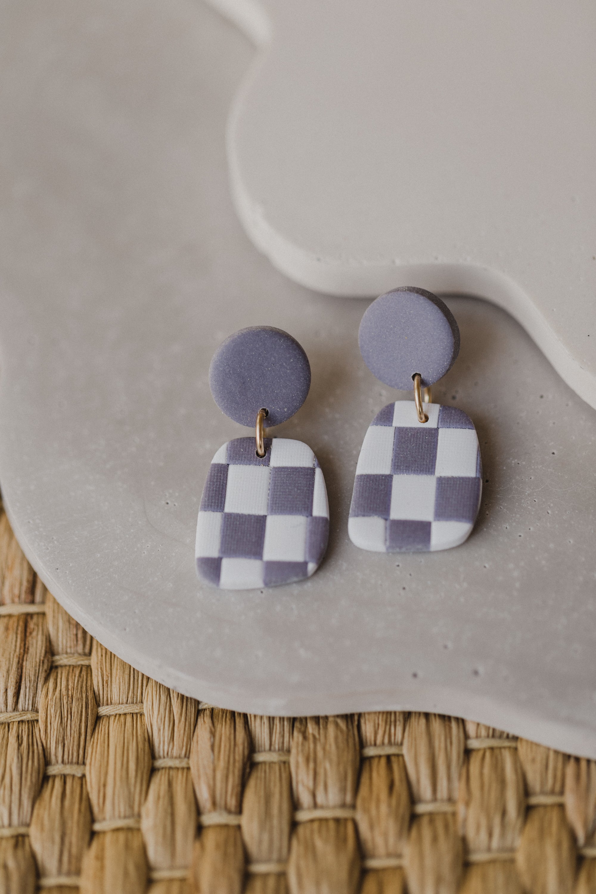 AVA - Checkerboard Ohrringe aus Polymer Ton