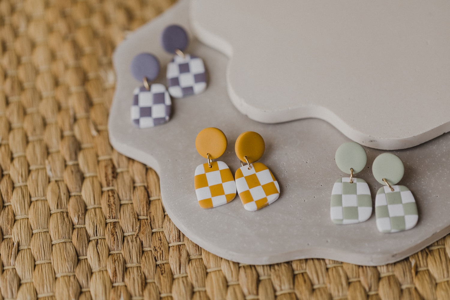 AVA - Checkerboard Ohrringe aus Polymer Ton