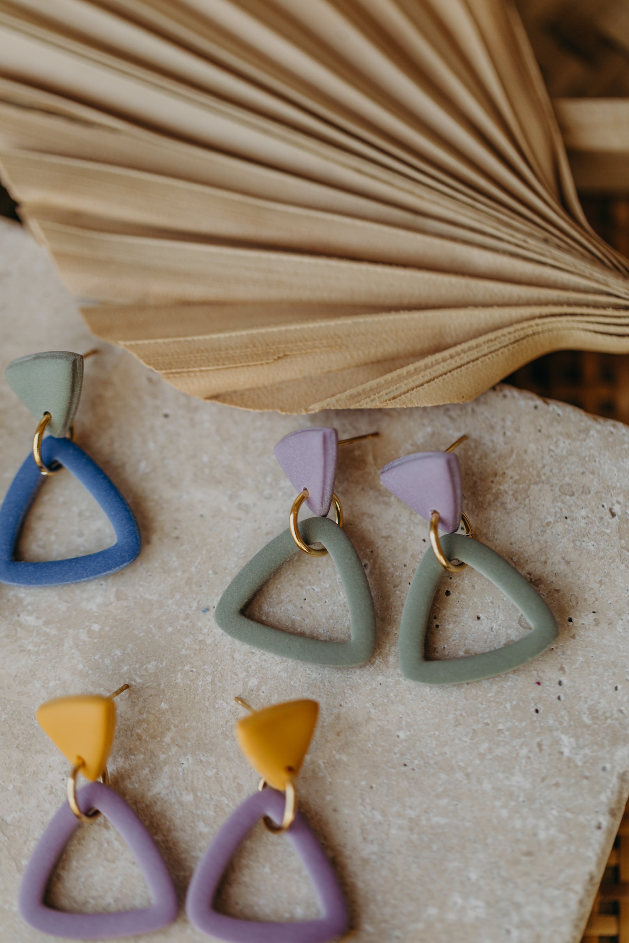 Francesca - Polymer clay earrings in orange, light purple and red