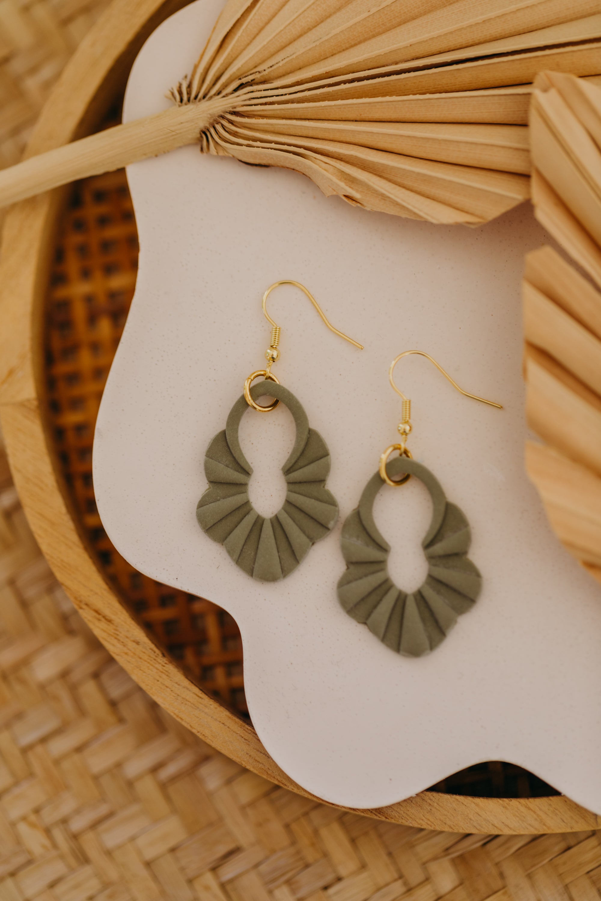 Polymer Clay Earring in Eucalyptus Green