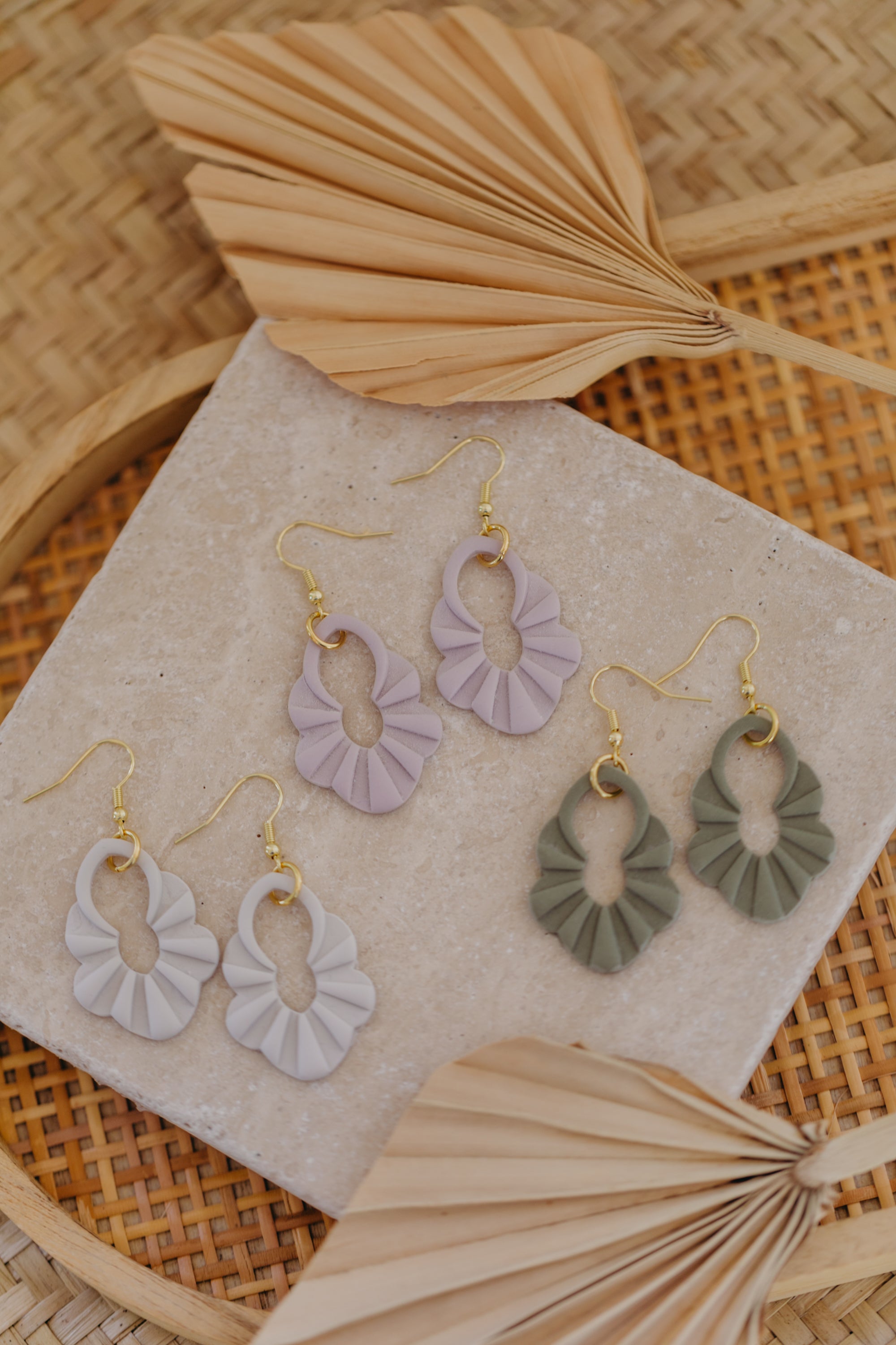 Polymer Clay Earring in Eucalyptus Green