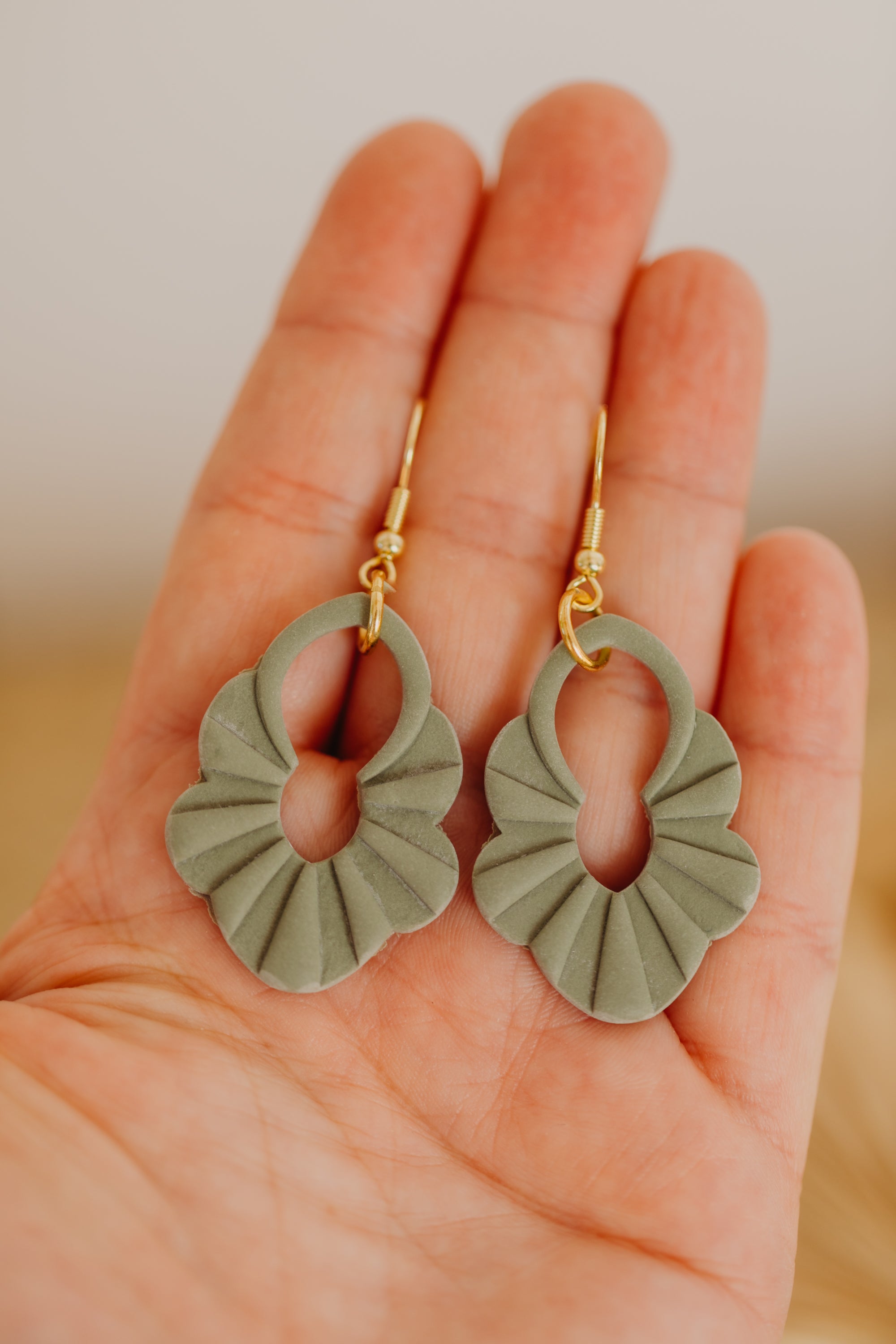 Polymer Clay Earring in Eucalyptus Green