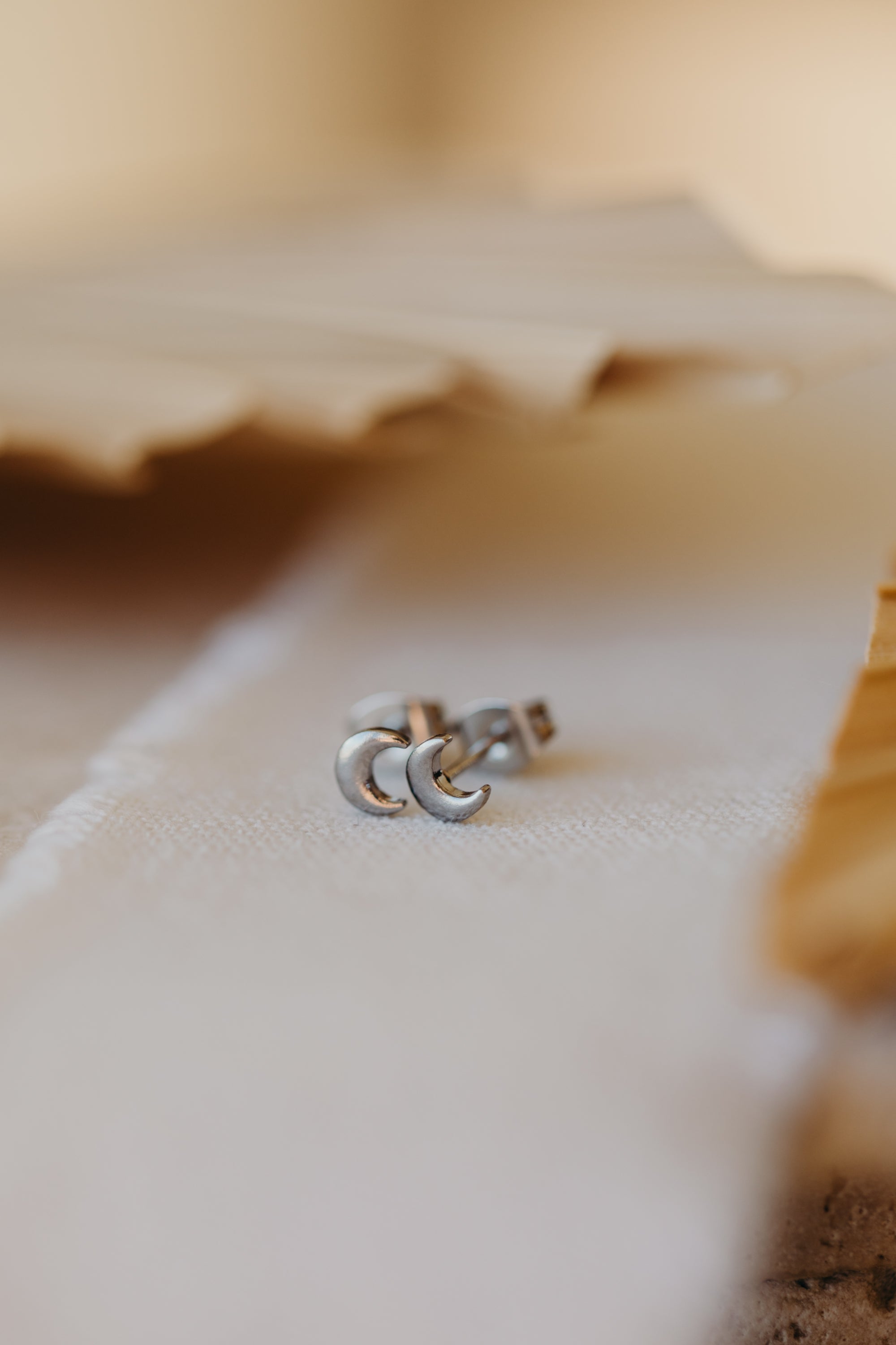 Stud Earrings Mini Silver Crescent