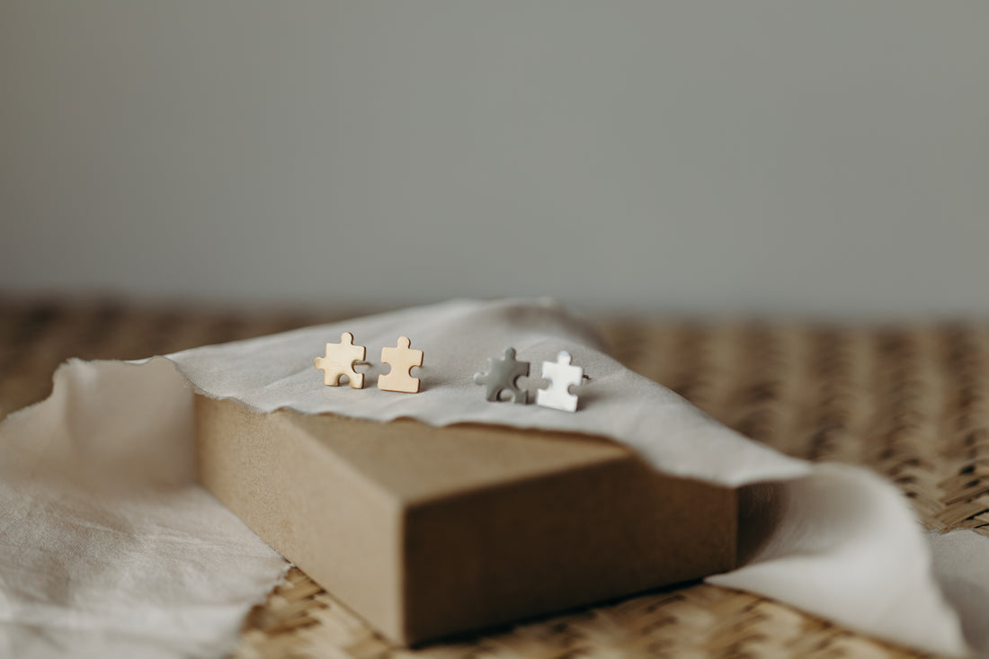 Stud Earrings Puzzle Piece