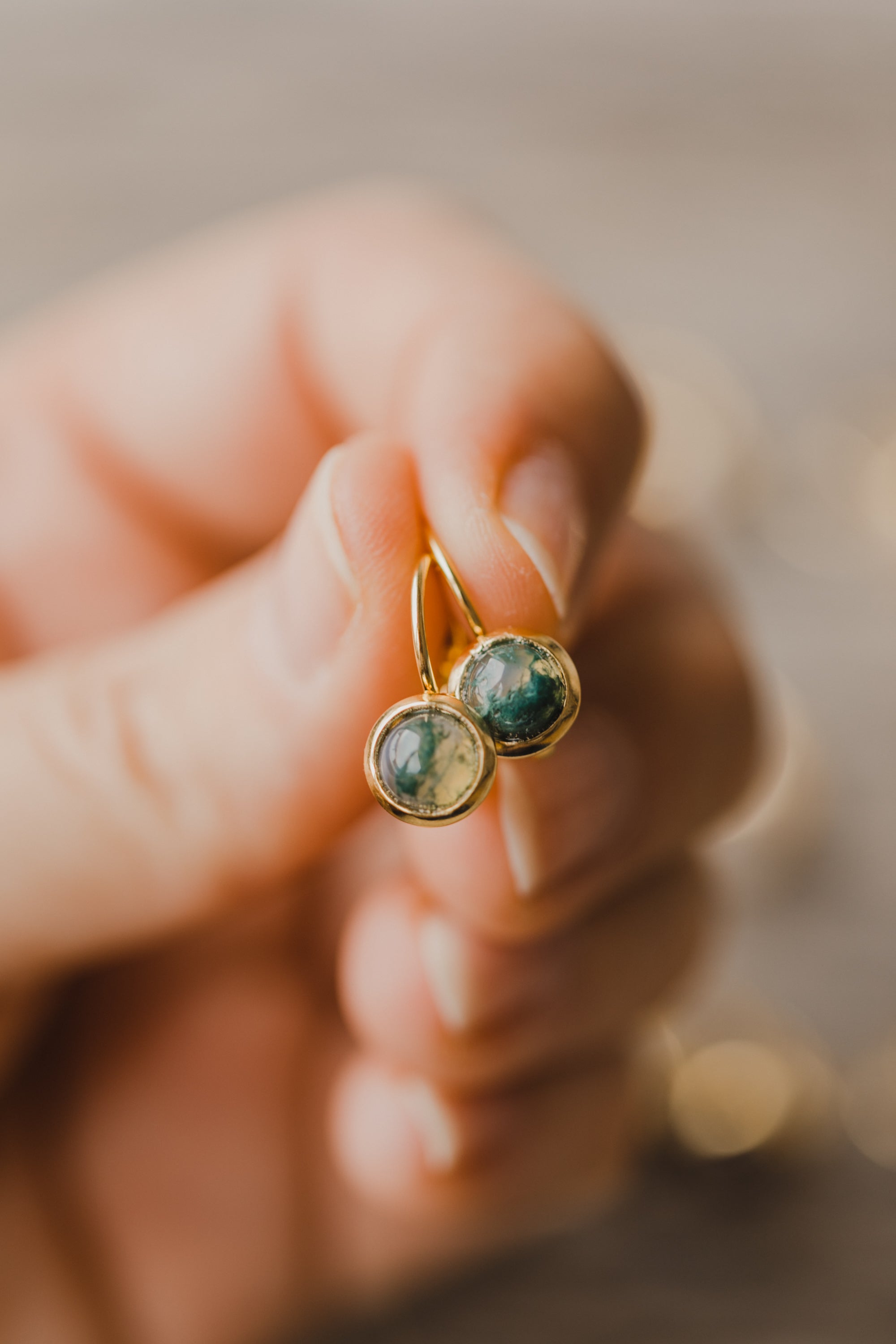 indischer Achat Edelstein Ohrhänger (6 mm)