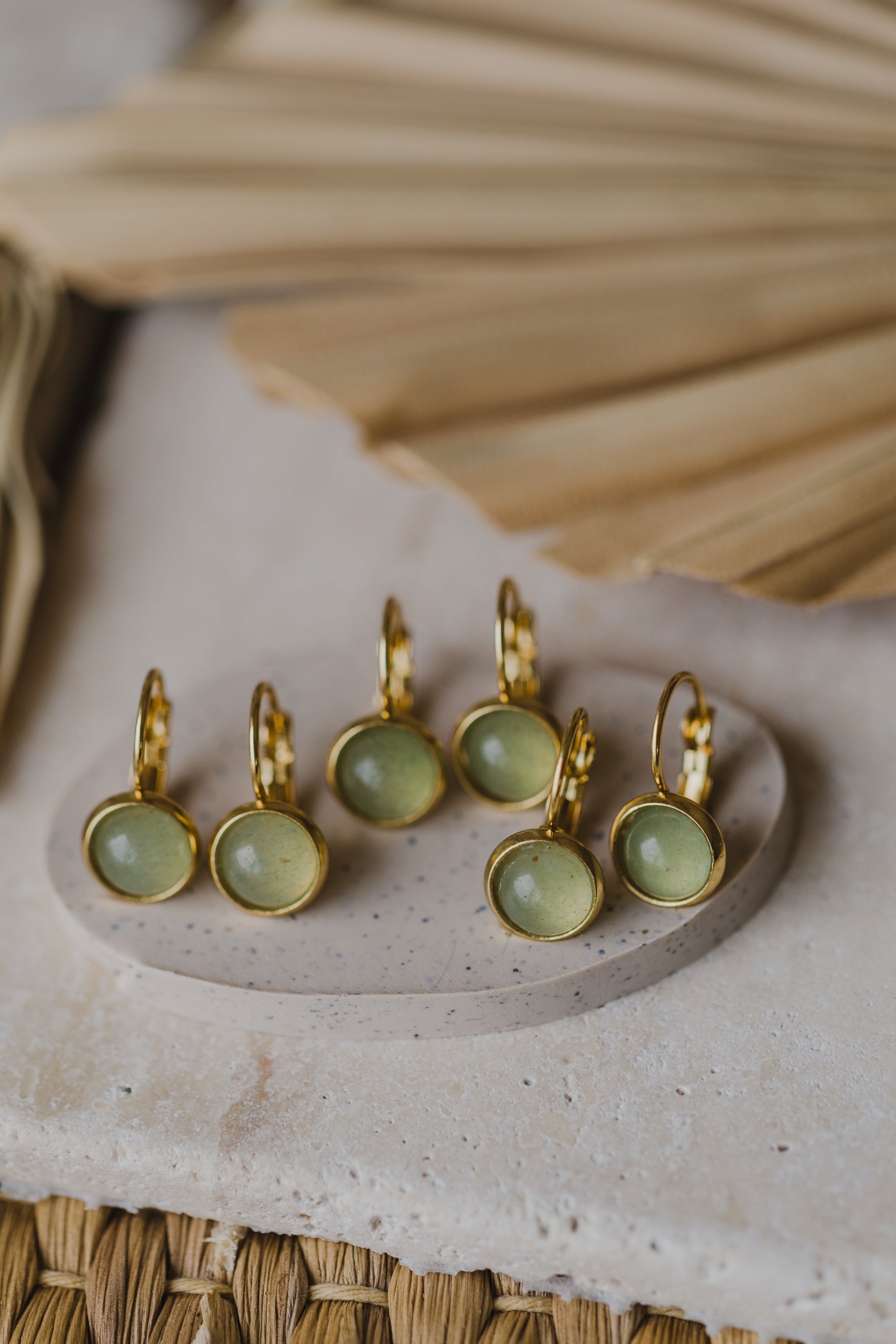 grüne Aventurin Edelstein Ohrhänger (8 mm)