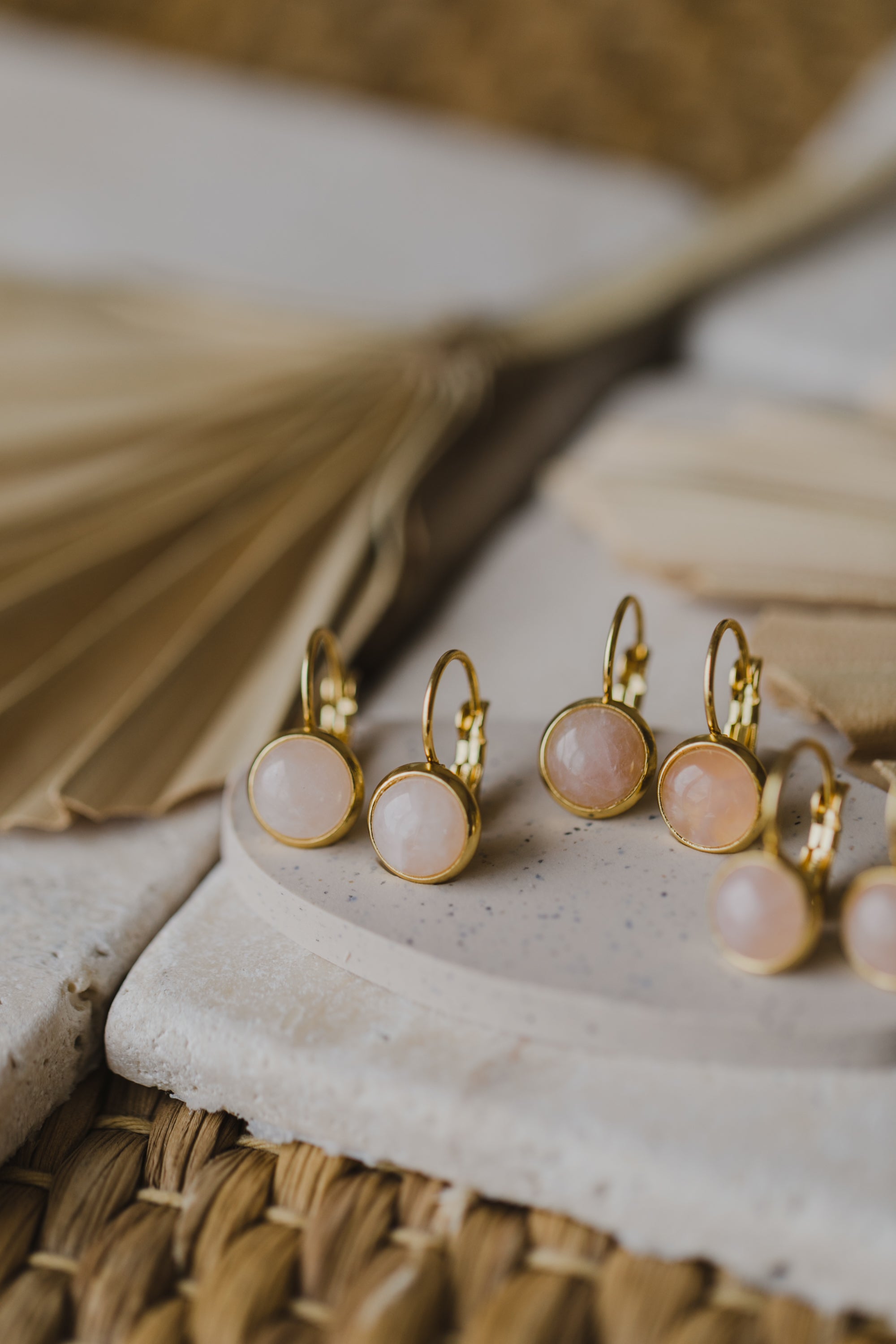 rosa Rosenquarz Edelstein Ohrhänger (8 mm)