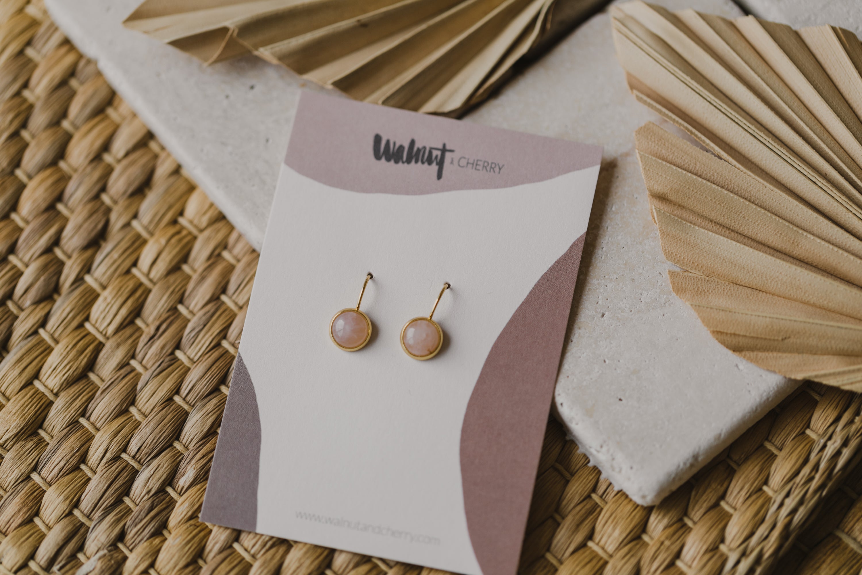 rosa Rosenquarz Edelstein Ohrhänger (8 mm)