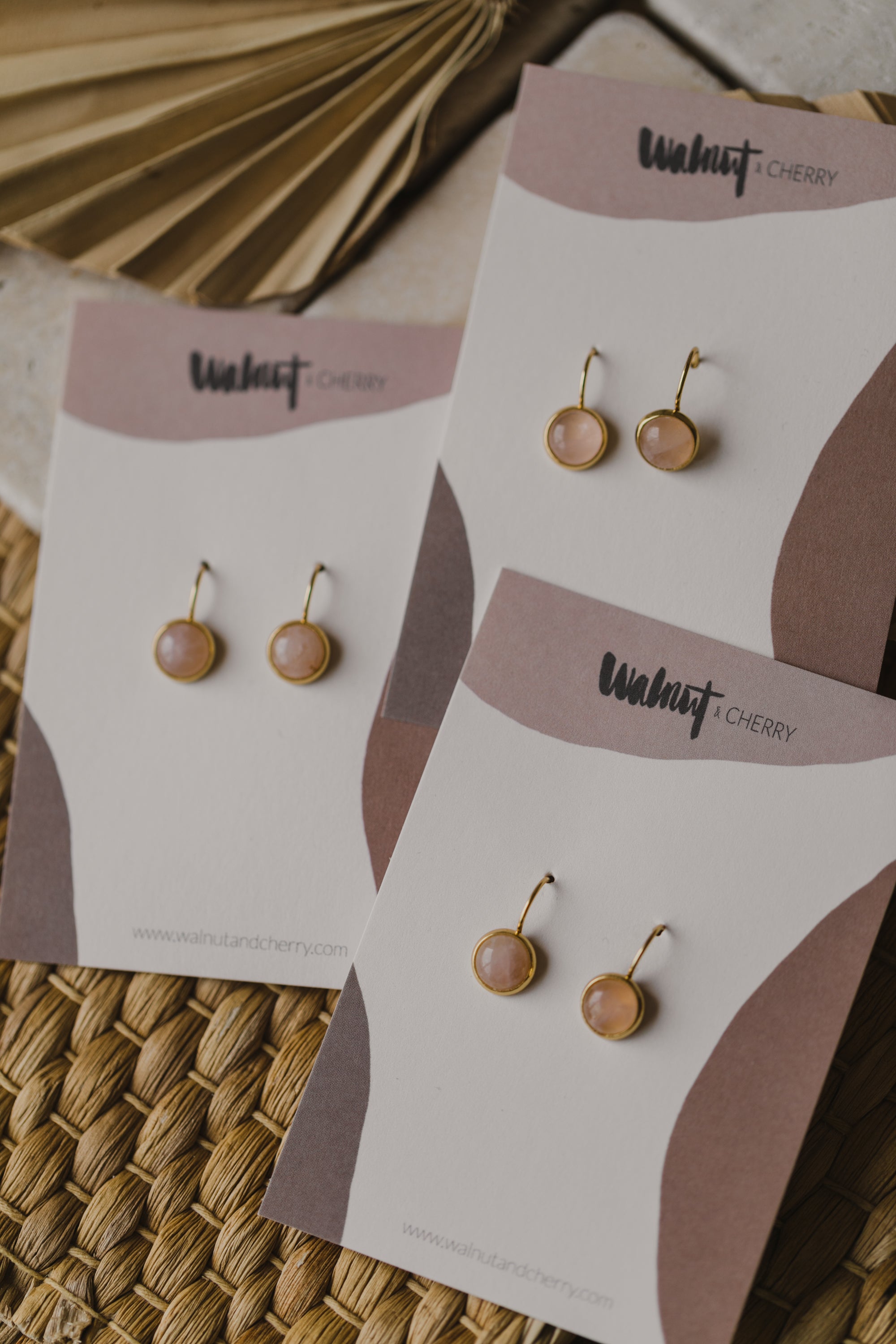 rosa Rosenquarz Edelstein Ohrhänger (8 mm)